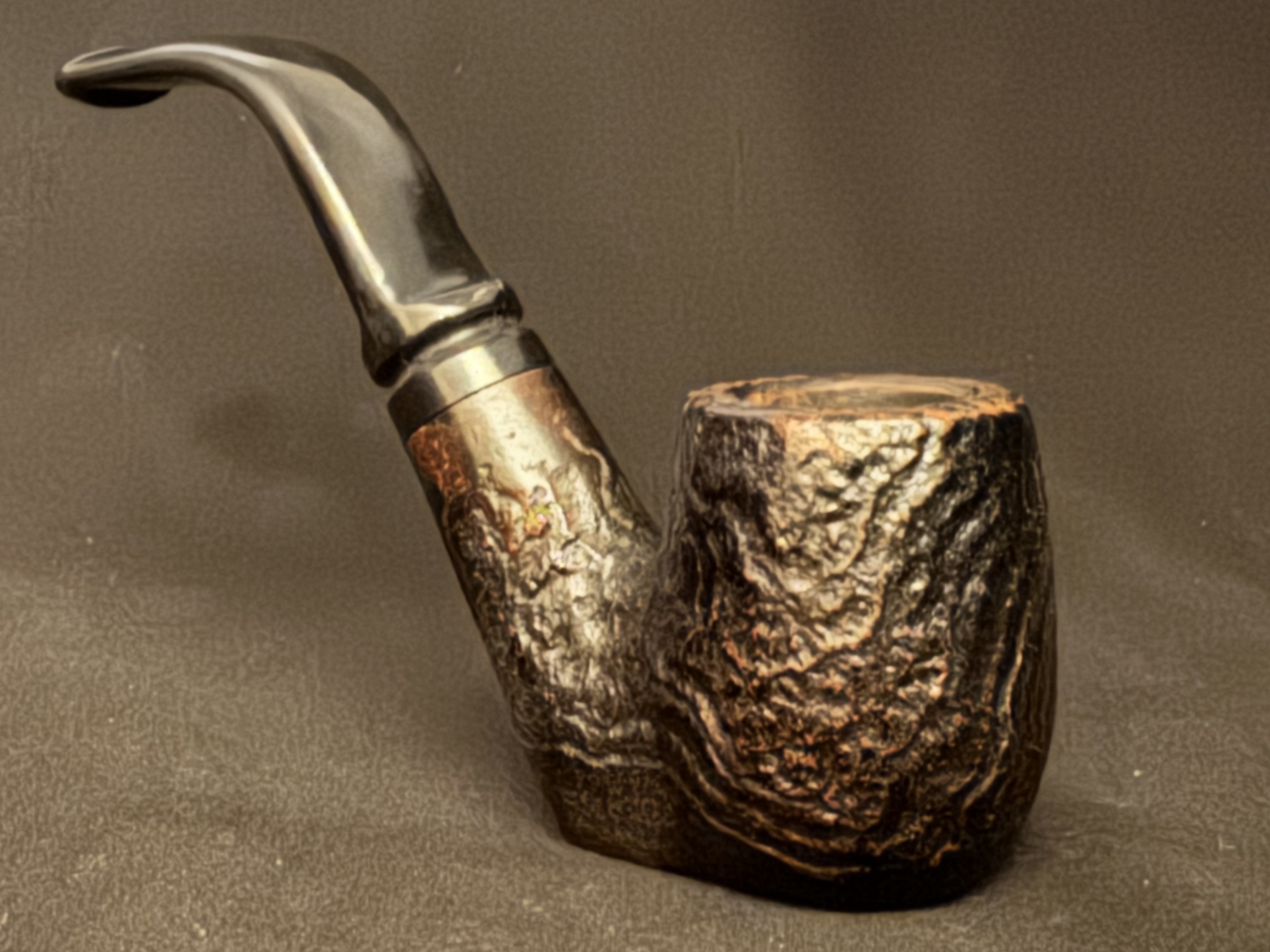 Denicotea Aldo Morelli Bent Billiard Sandblast Estate Pipe, Acrylic Stem 5