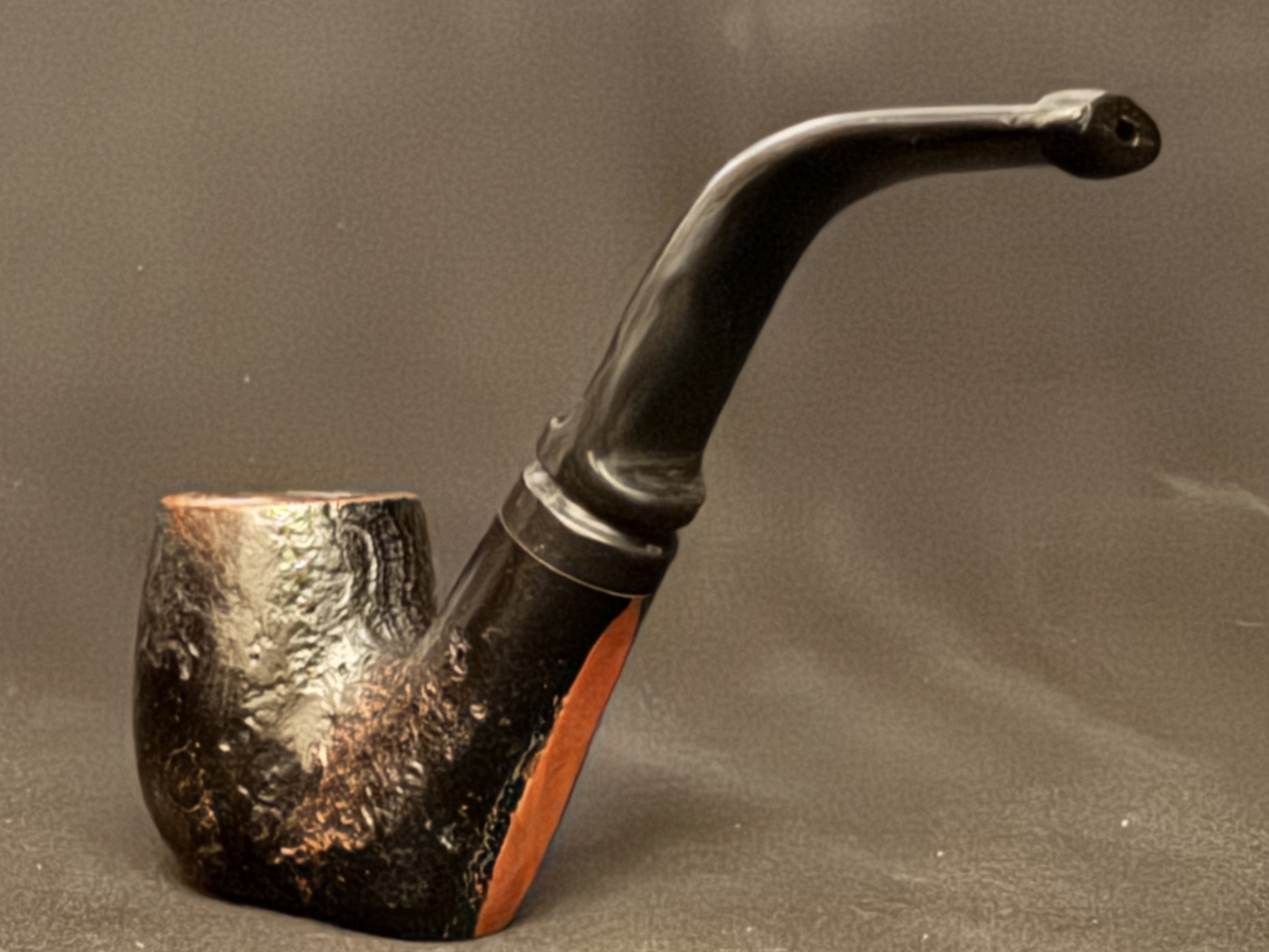 Denicotea Aldo Morelli Bent Billiard Sandblast Estate Pipe, Acrylic Stem 6