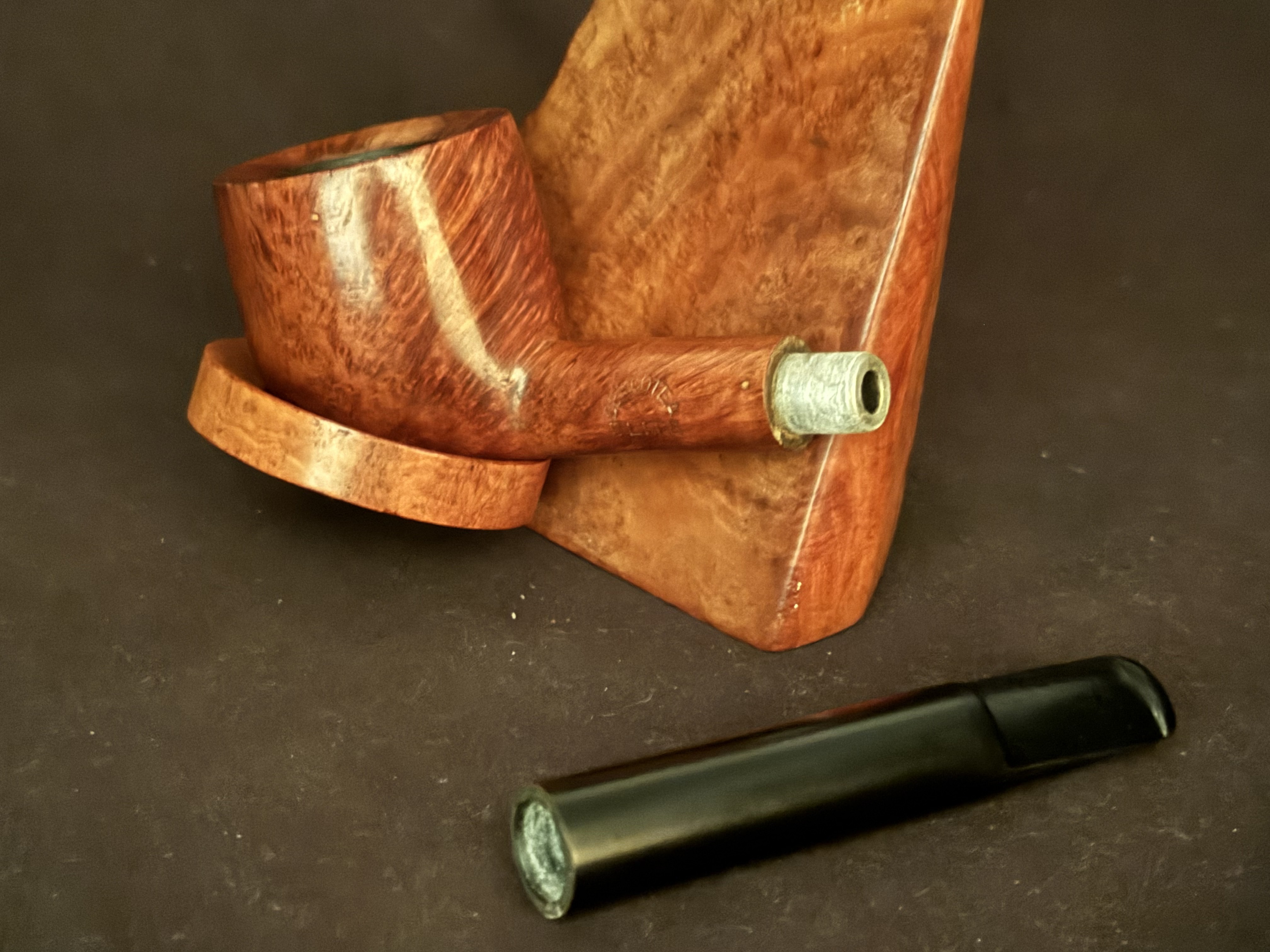 Denicotea Elite Rocket Bruyere Extra Smooth Straight Pot Vulcanite Saddle Stem 9mm Filter Estate Pipe 9