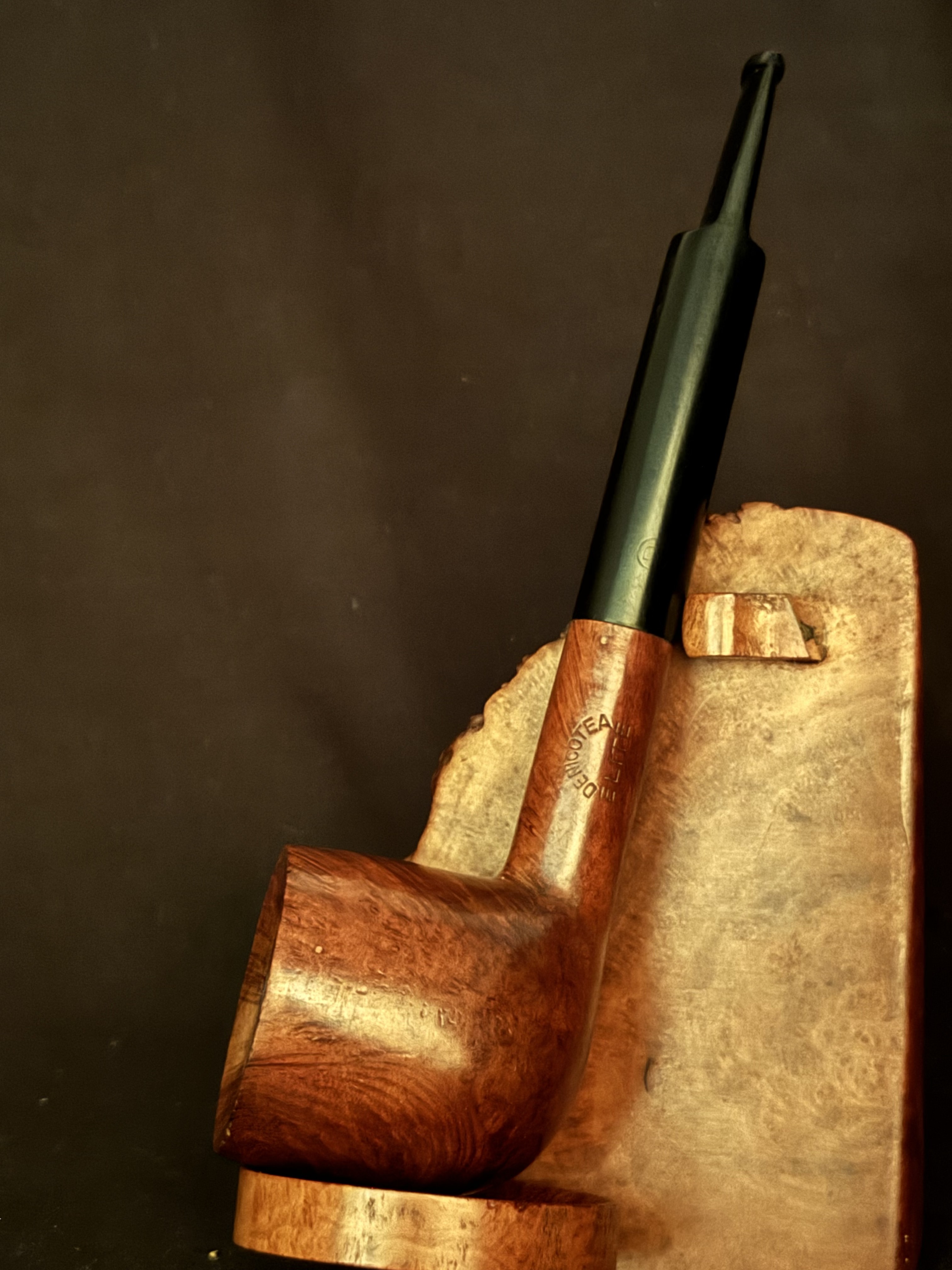 Denicotea Elite Rocket Bruyere Extra Smooth Straight Pot Vulcanite Saddle Stem 9mm Filter Estate Pipe