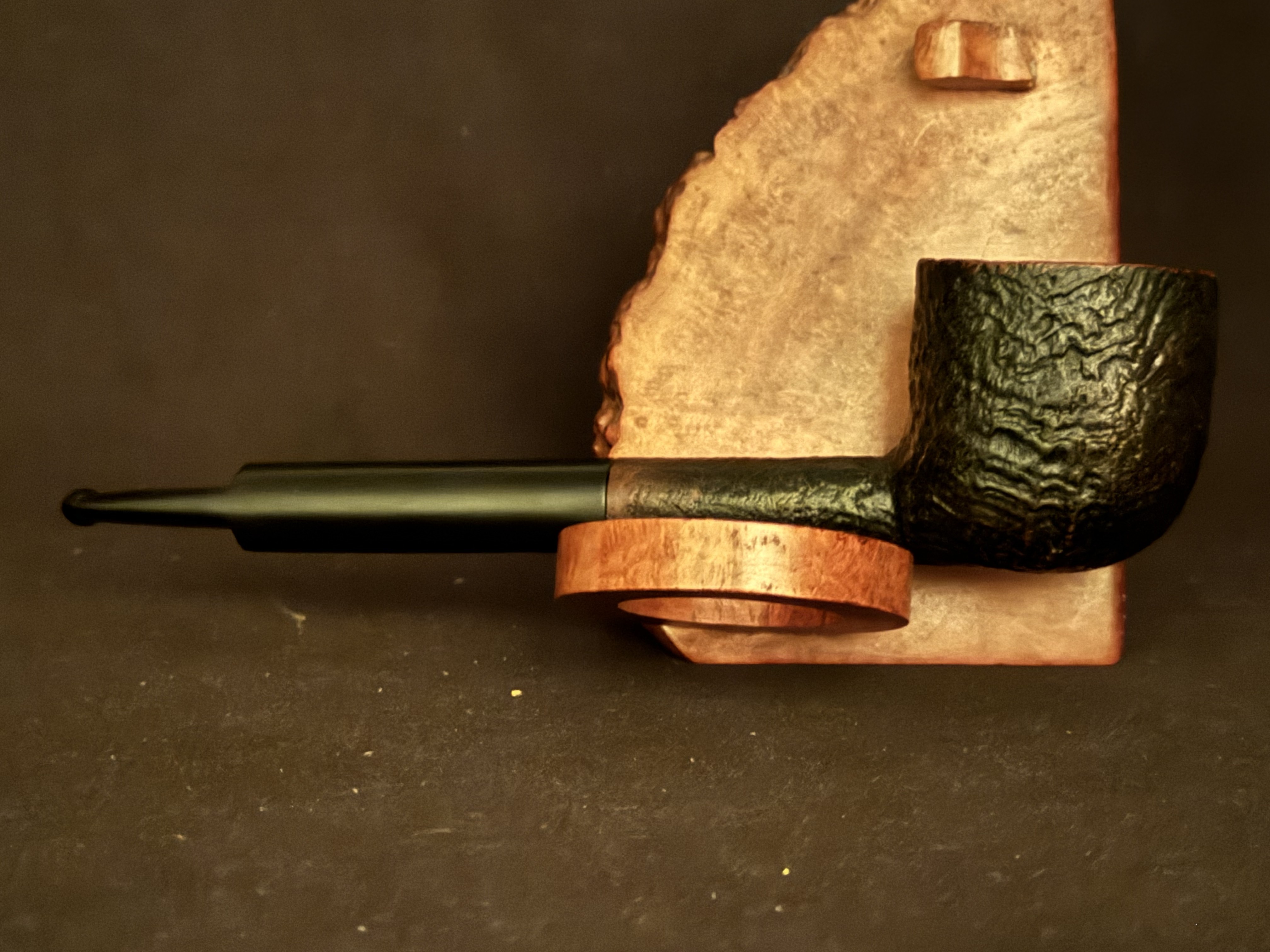 Denicotea Krocket Sandblast Straight Pot Estate Pipe - Vulcanite Saddle Stem, 9mm Filter 4