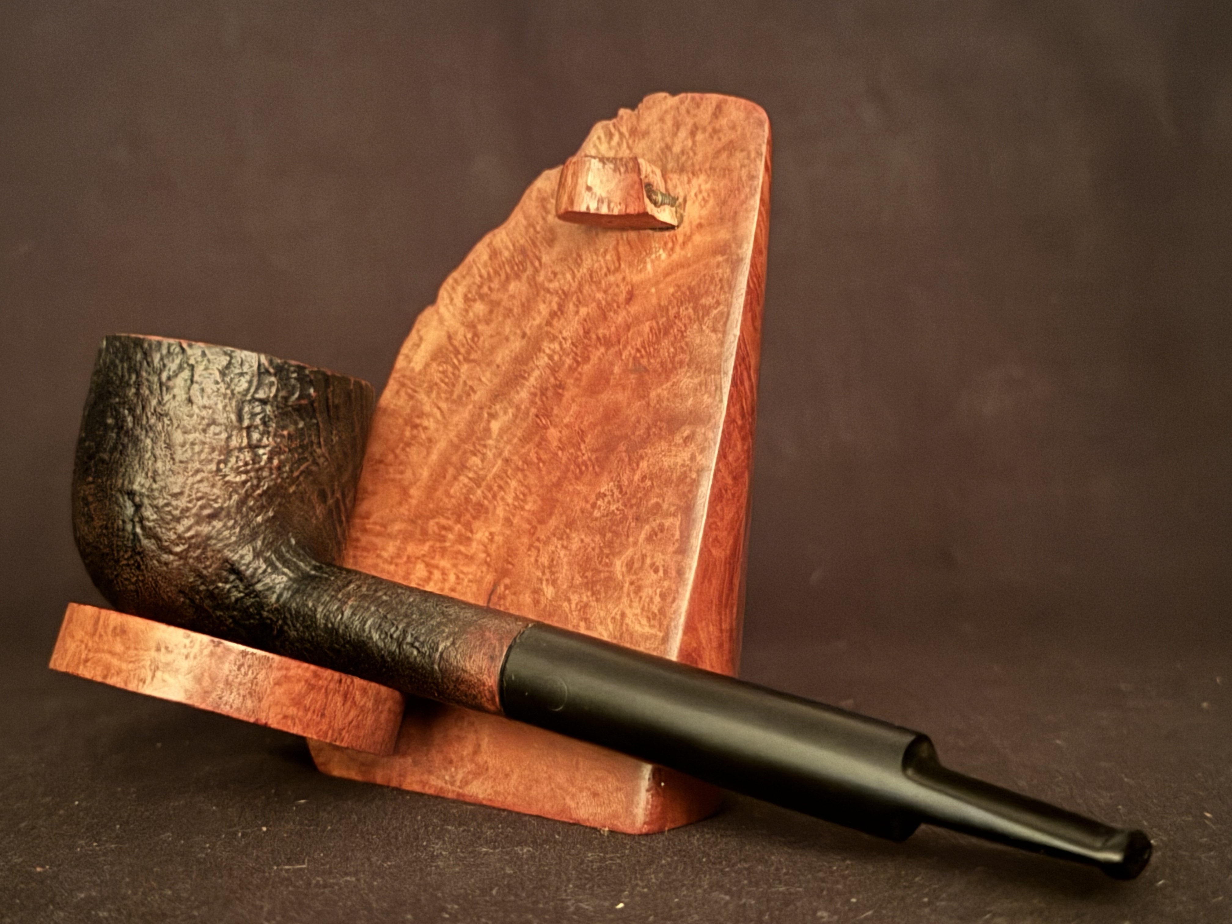 Denicotea Krocket Sandblast Straight Pot Estate Pipe - Vulcanite Saddle Stem, 9mm Filter 7