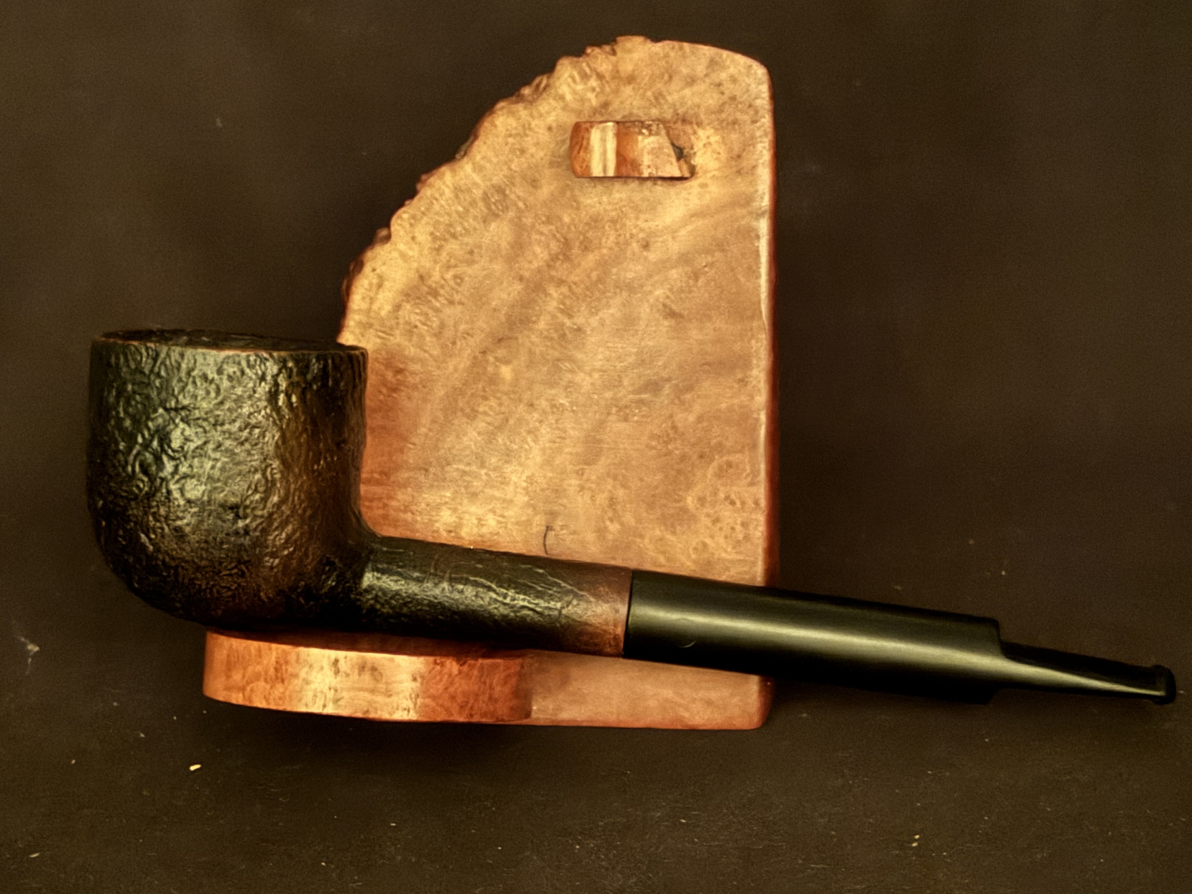 Denicotea Krocket Sandblast Straight Pot Estate Pipe - Vulcanite Saddle Stem, 9mm Filter 3