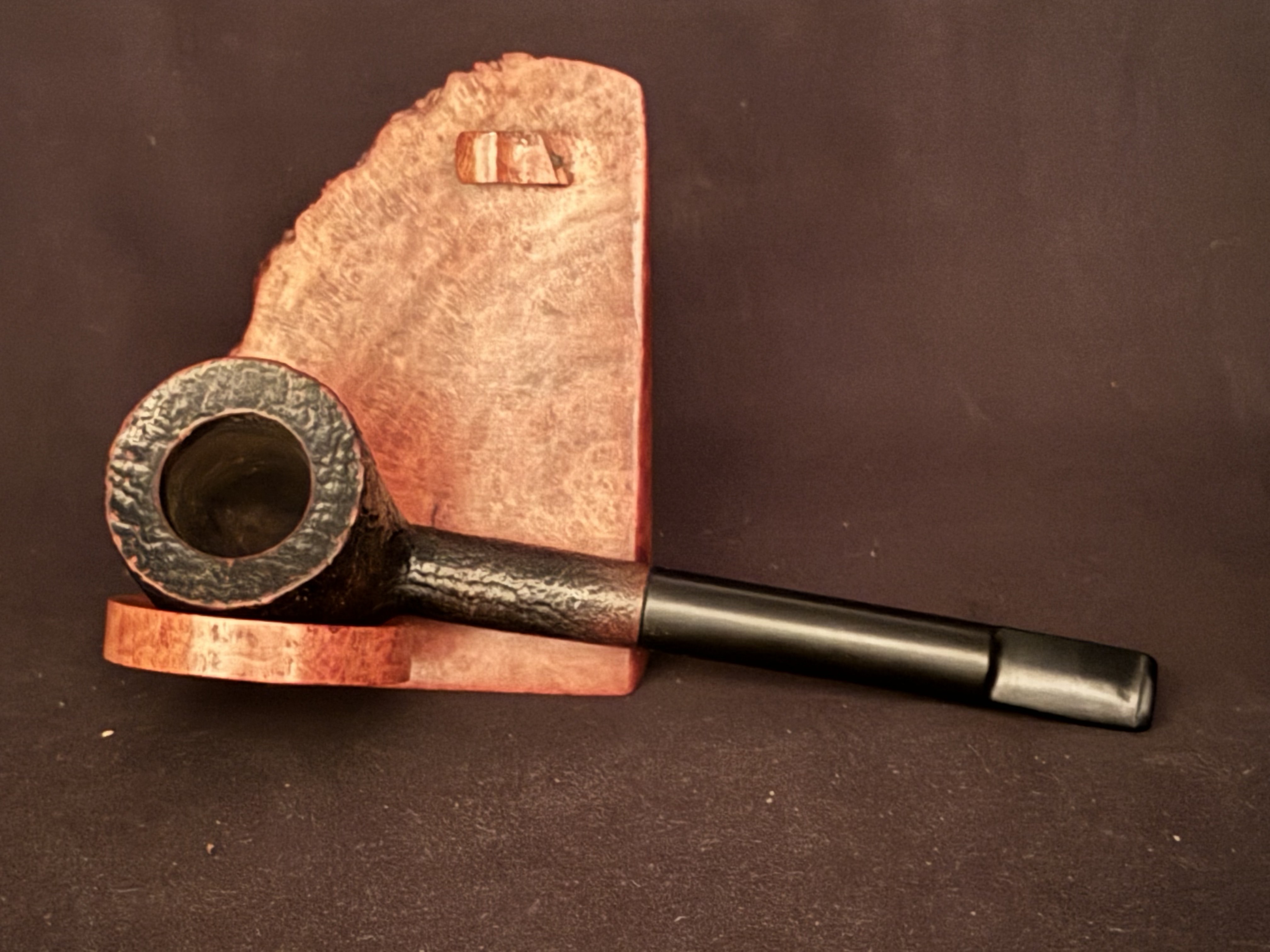 Denicotea Krocket Sandblast Straight Pot Estate Pipe - Vulcanite Saddle Stem, 9mm Filter 5