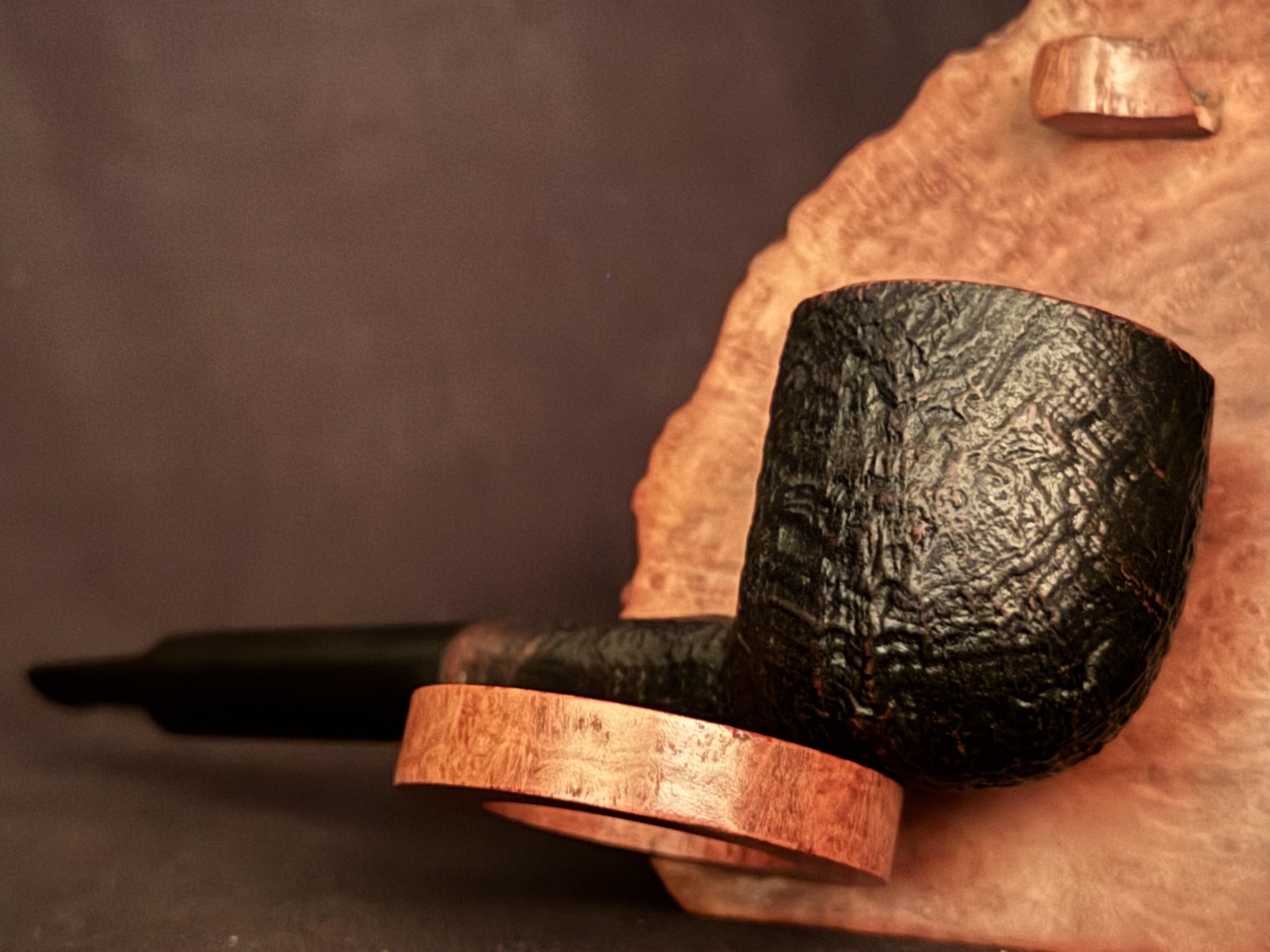 Denicotea Krocket Sandblast Straight Pot Estate Pipe - Vulcanite Saddle Stem, 9mm Filter 8