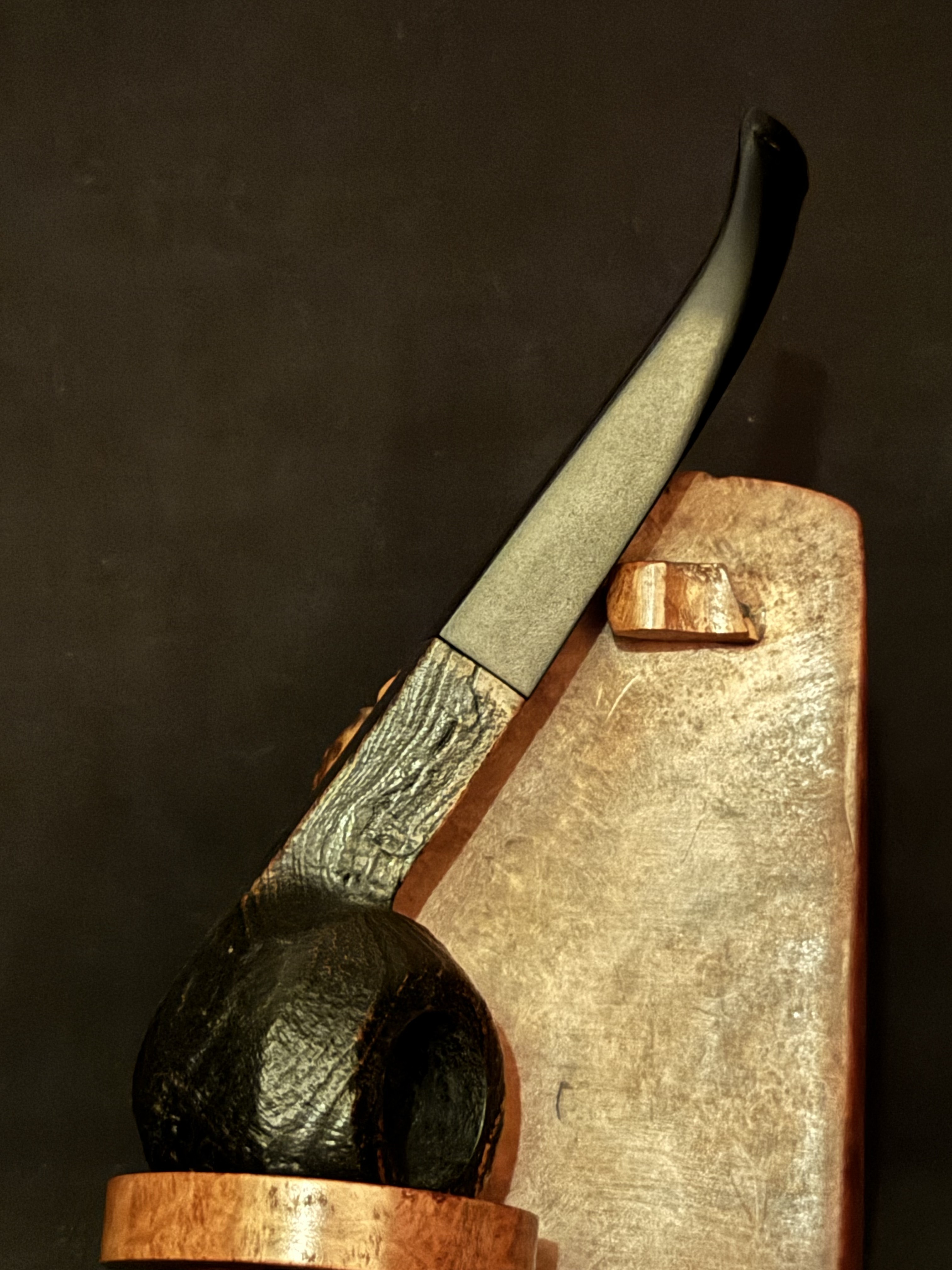 Denicotea Polo 63 Sandblast Bent Bulldog Estate Pipe - Diamond Stem, 9mm Filter, Fishtail Bit 2