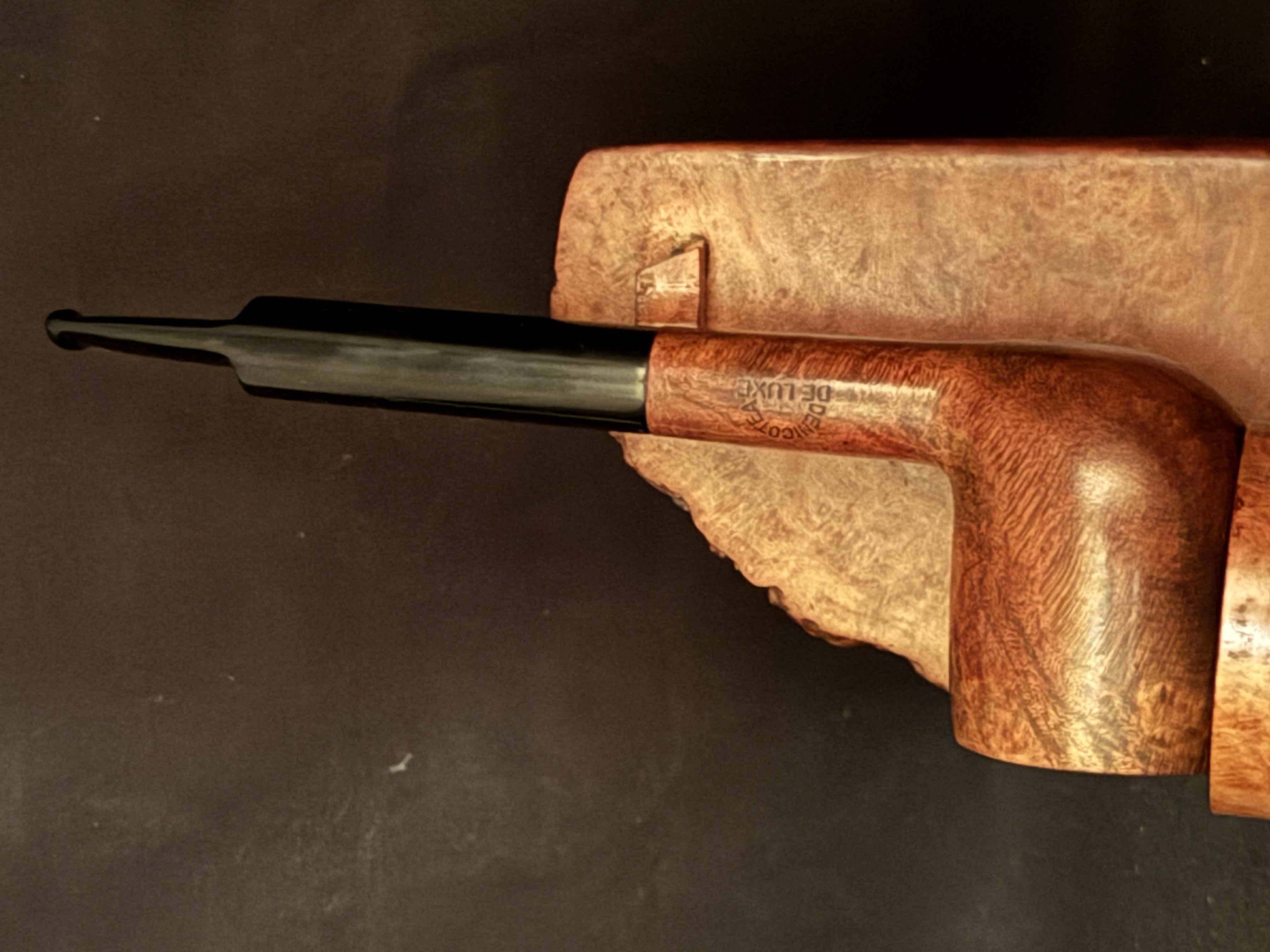 Denicotea Deluxe Curling Bruyere Estate Pipe - Smooth Straight Briar, 9mm Filter, Fishtail Stem