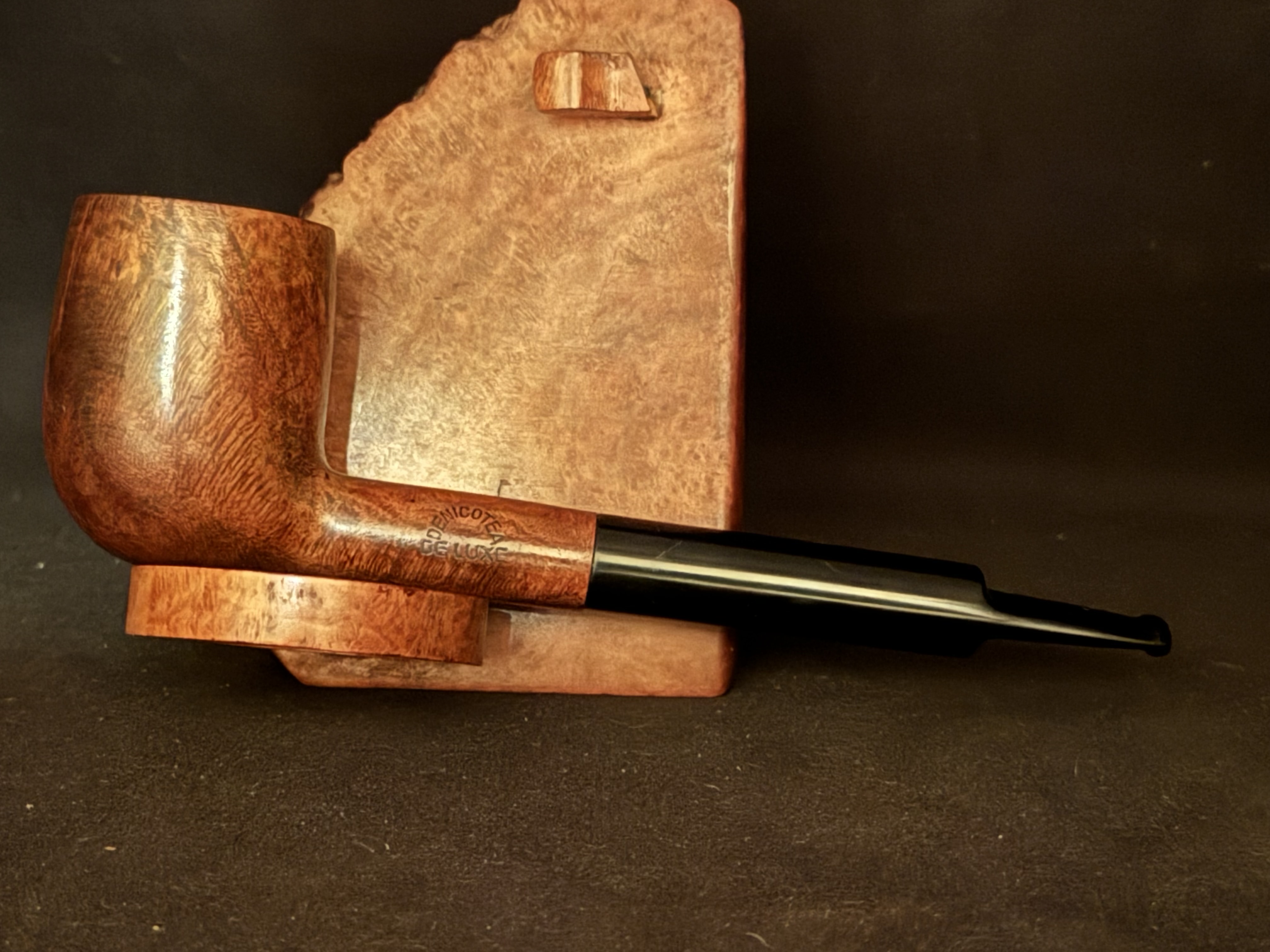 Denicotea Deluxe Curling Bruyere Estate Pipe - Smooth Straight Briar, 9mm Filter, Fishtail Stem 3