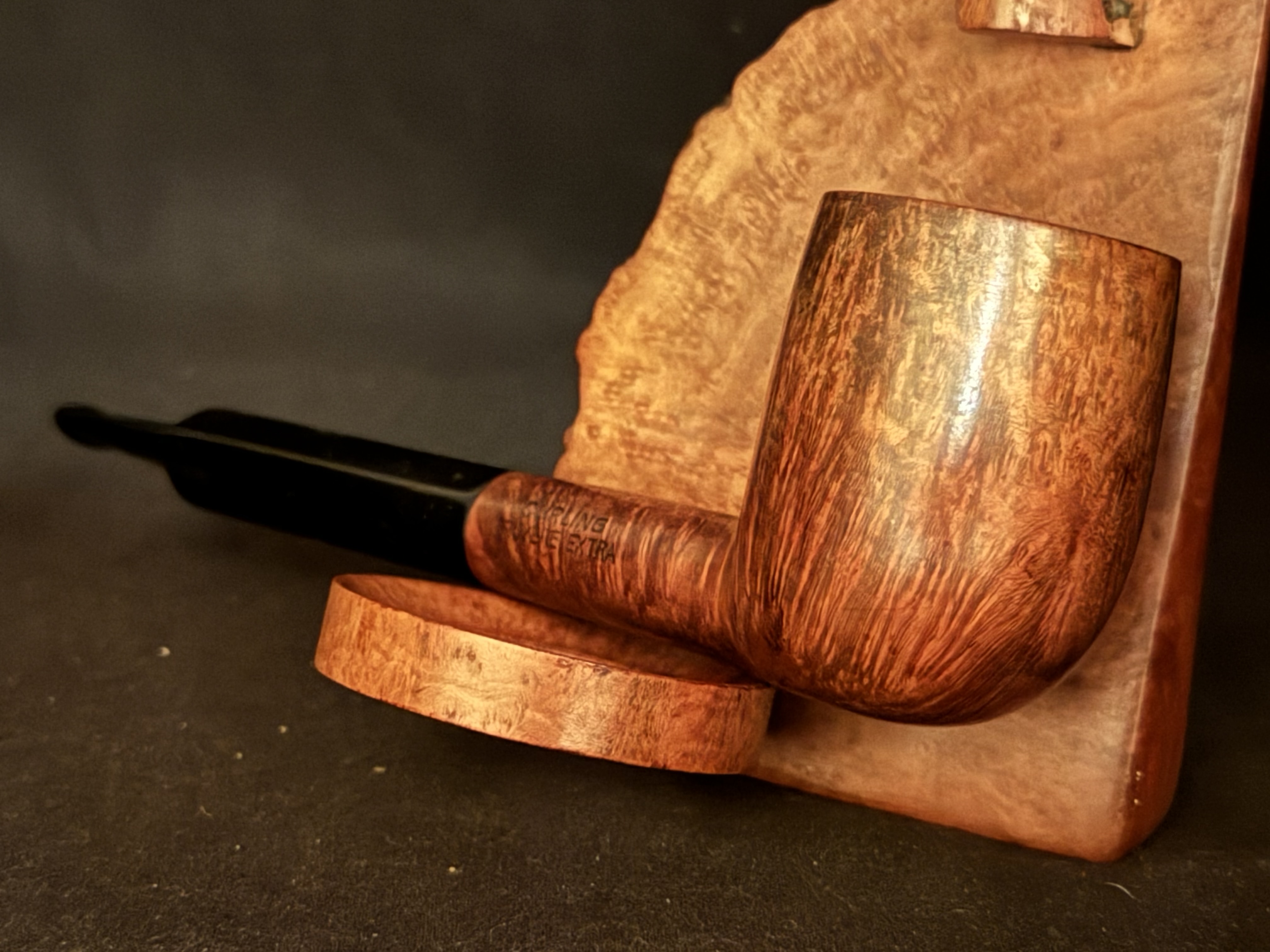 Denicotea Deluxe Curling Bruyere Estate Pipe - Smooth Straight Briar, 9mm Filter, Fishtail Stem 7