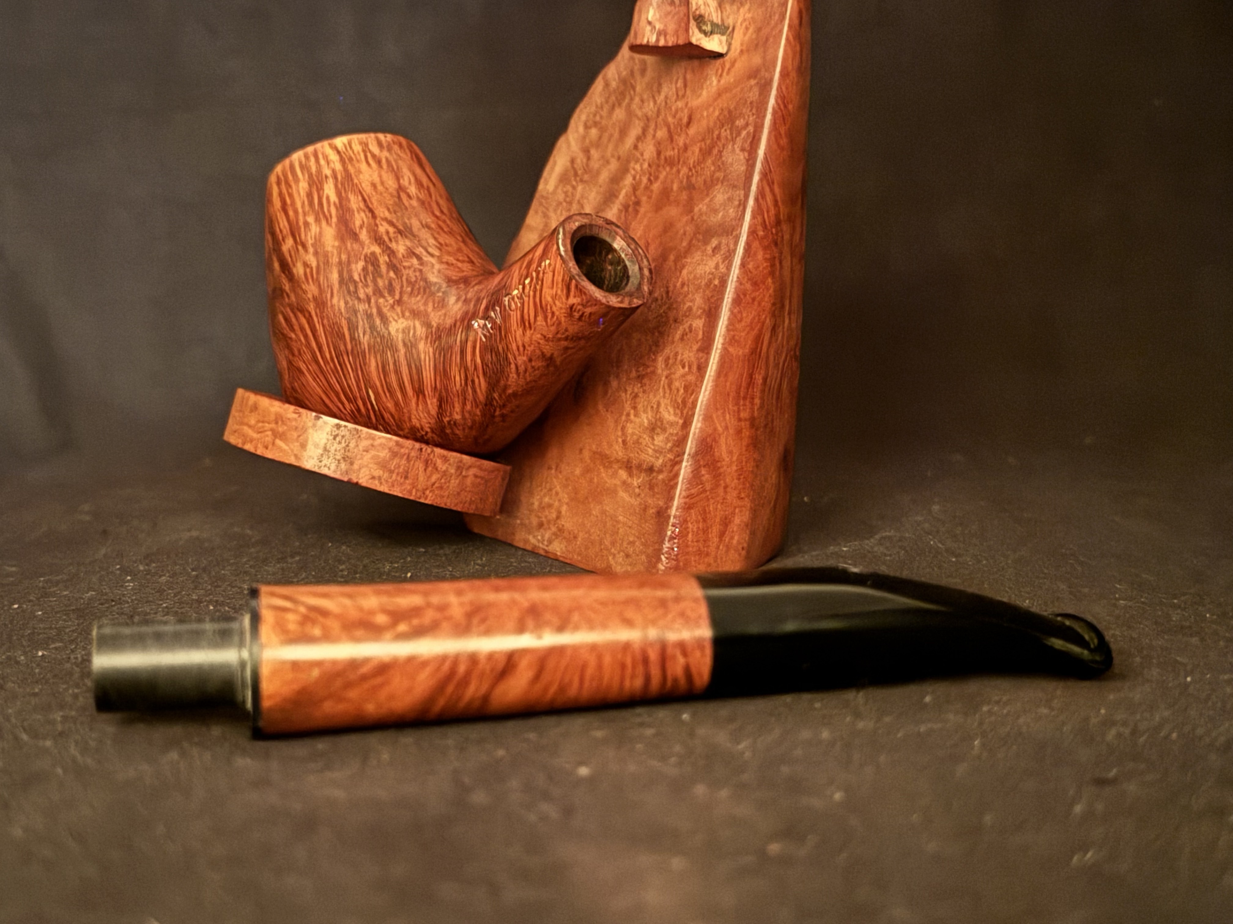 Oleans 75 db Berlin Orleans Smooth Long Straight Brandy Estate Pipe with Acrylic 9mm Filter Stem 7