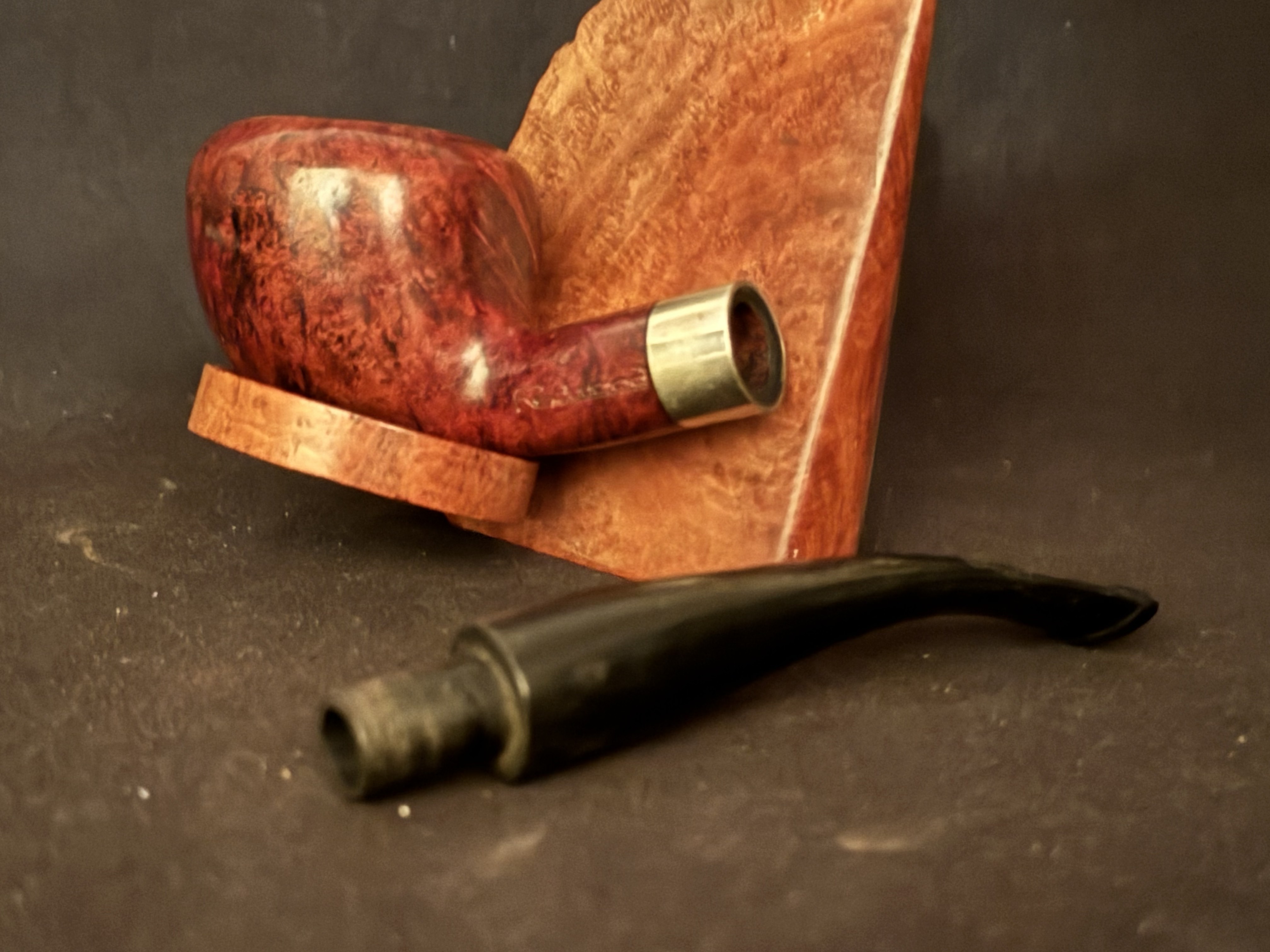 Dimension Stamped Estate Pipe - Vulcanite Tapered Stem, Metal Band, 9mm Filter, Fishtail Bit 8