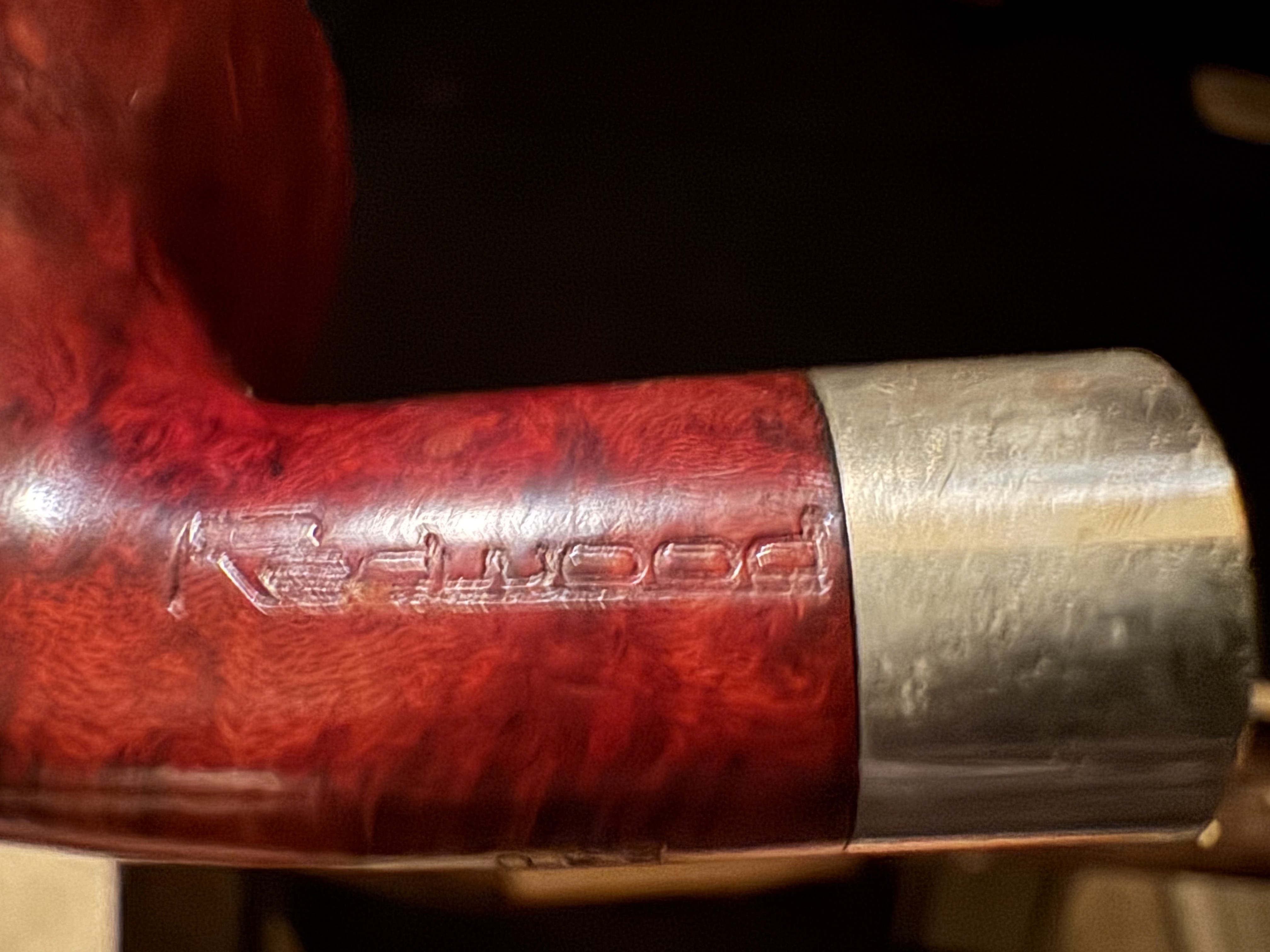 Dimension Stamped Estate Pipe - Vulcanite Tapered Stem, Metal Band, 9mm Filter, Fishtail Bit 11