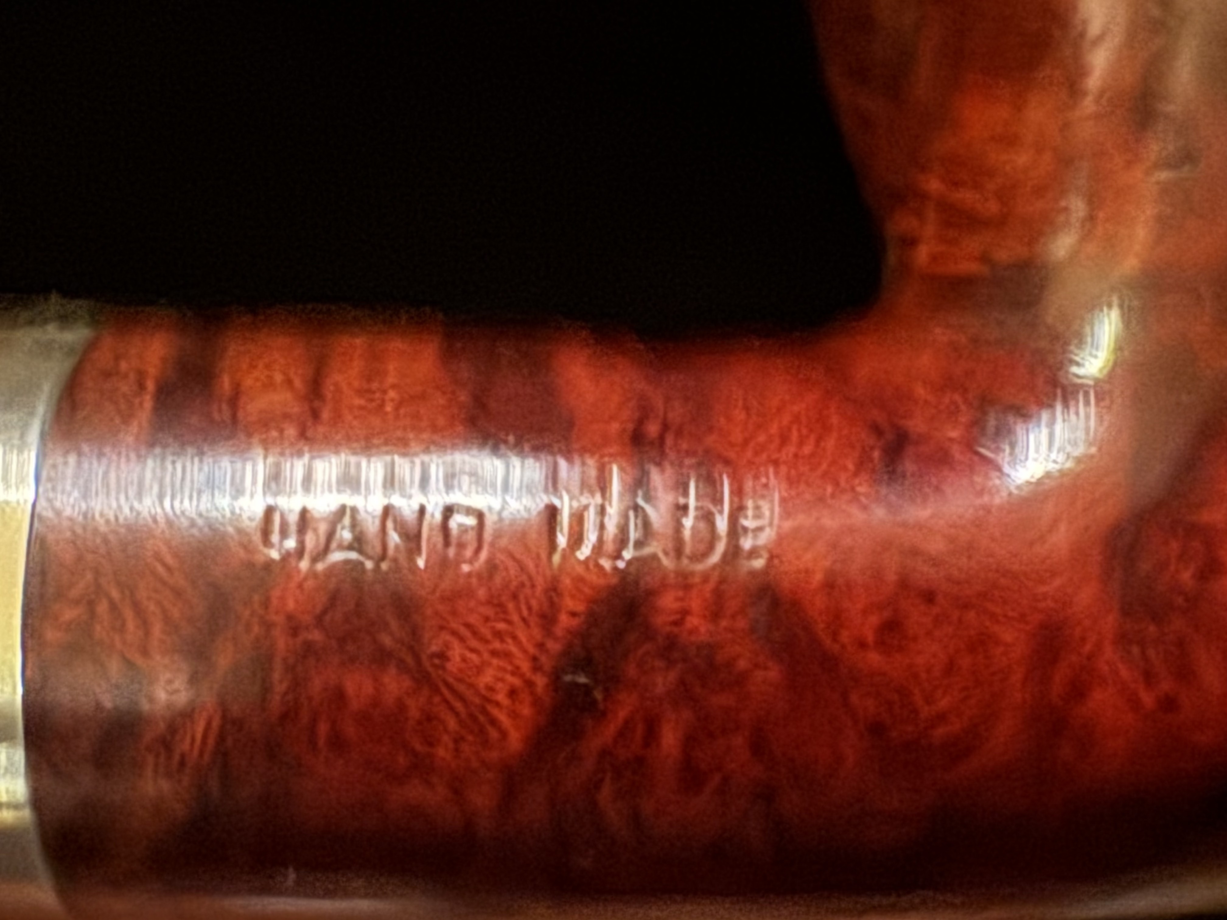 Dimension Stamped Estate Pipe - Vulcanite Tapered Stem, Metal Band, 9mm Filter, Fishtail Bit 12