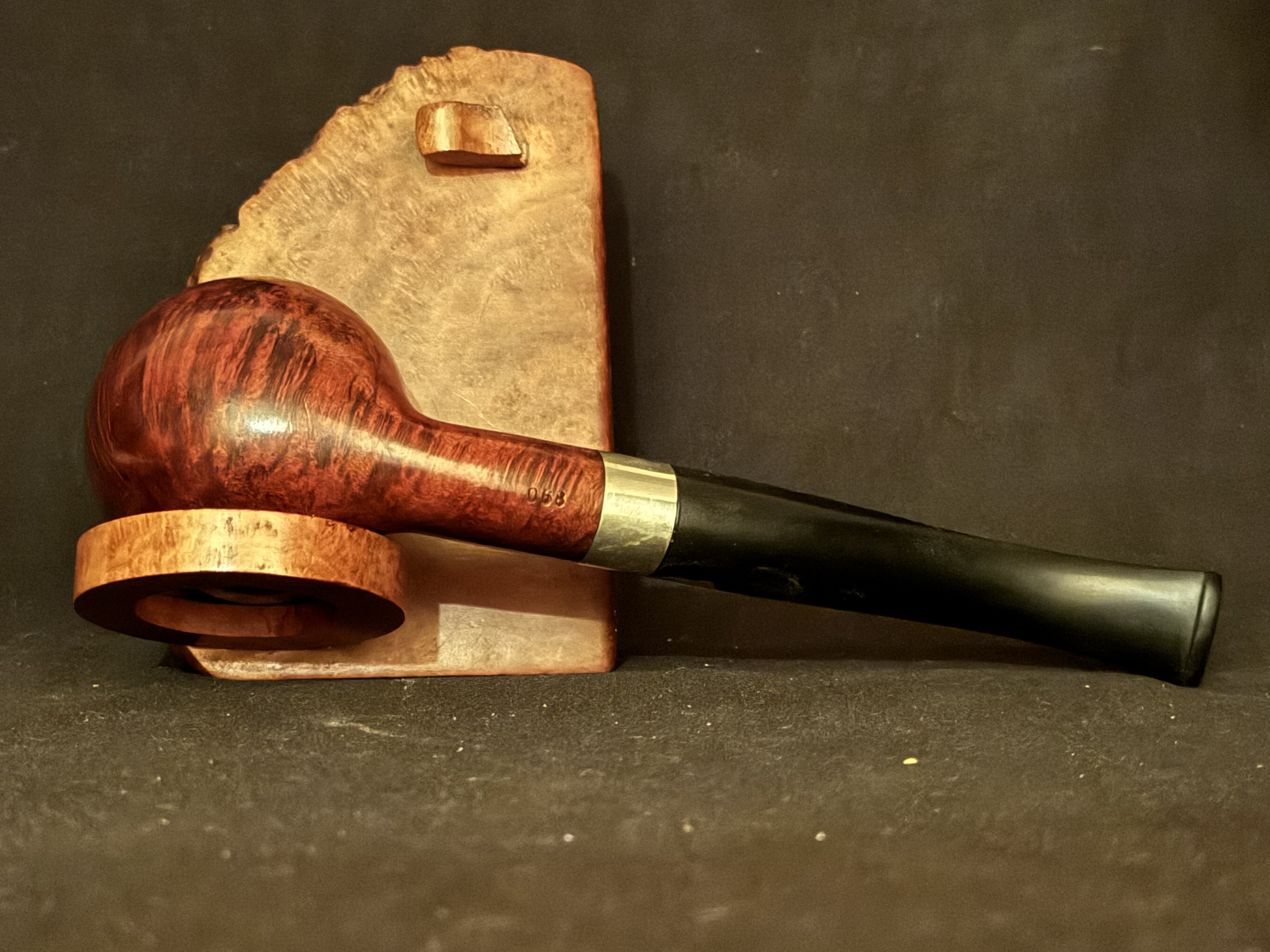Dimension Stamped Estate Pipe - Vulcanite Tapered Stem, Metal Band, 9mm Filter, Fishtail Bit 7