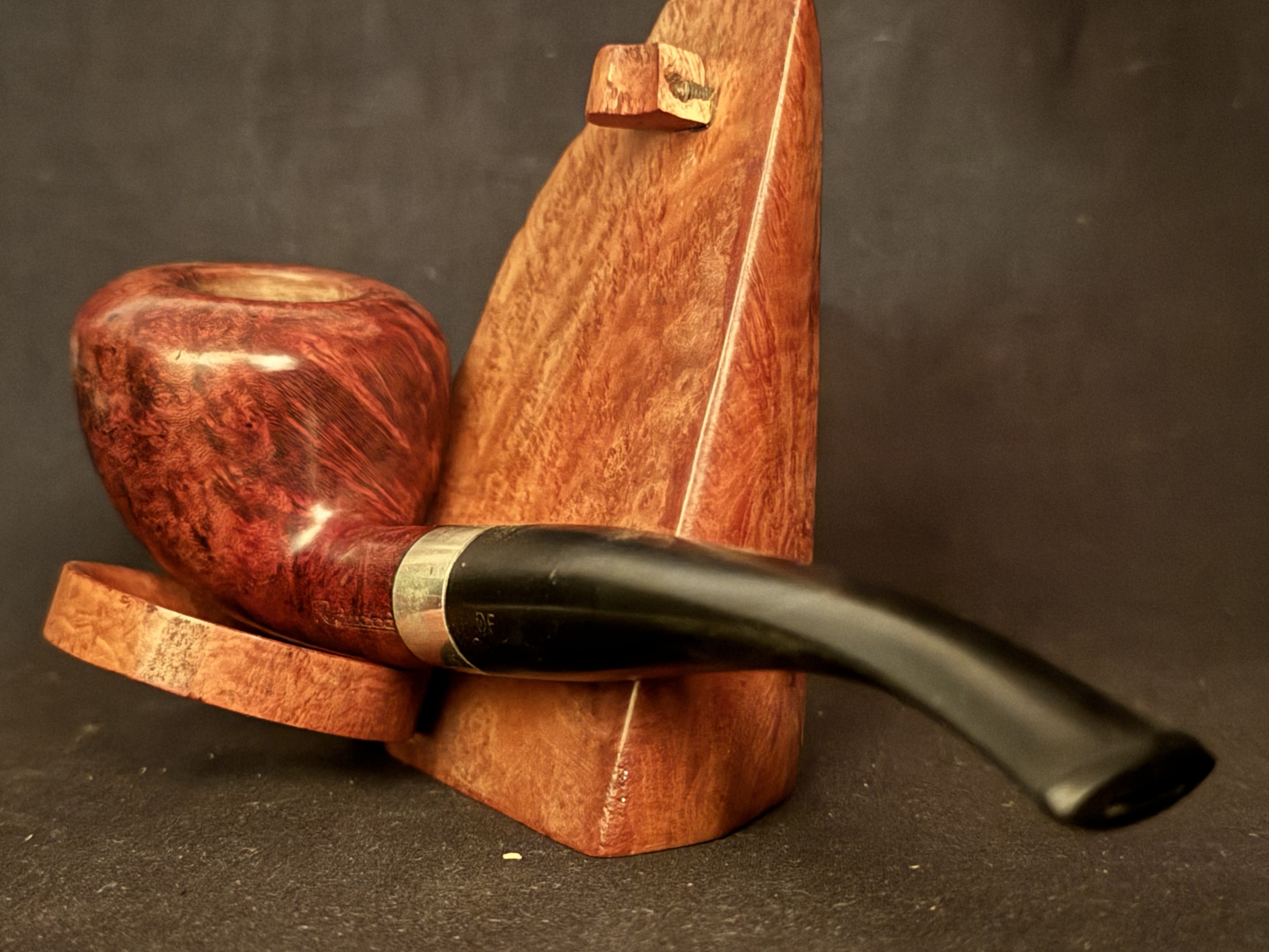 Dimension Stamped Estate Pipe - Vulcanite Tapered Stem, Metal Band, 9mm Filter, Fishtail Bit 9