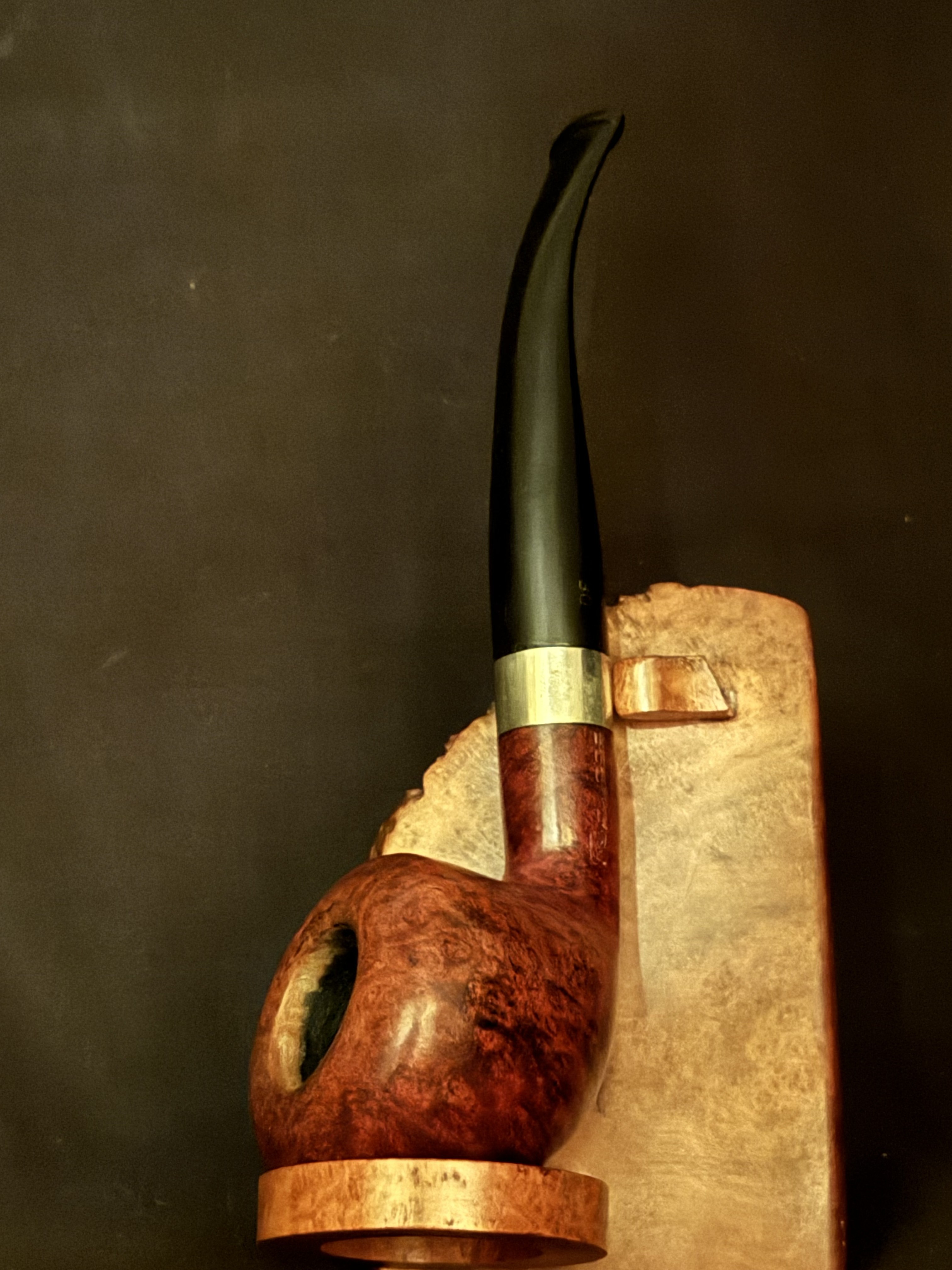 Dimension Stamped Estate Pipe - Vulcanite Tapered Stem, Metal Band, 9mm Filter, Fishtail Bit