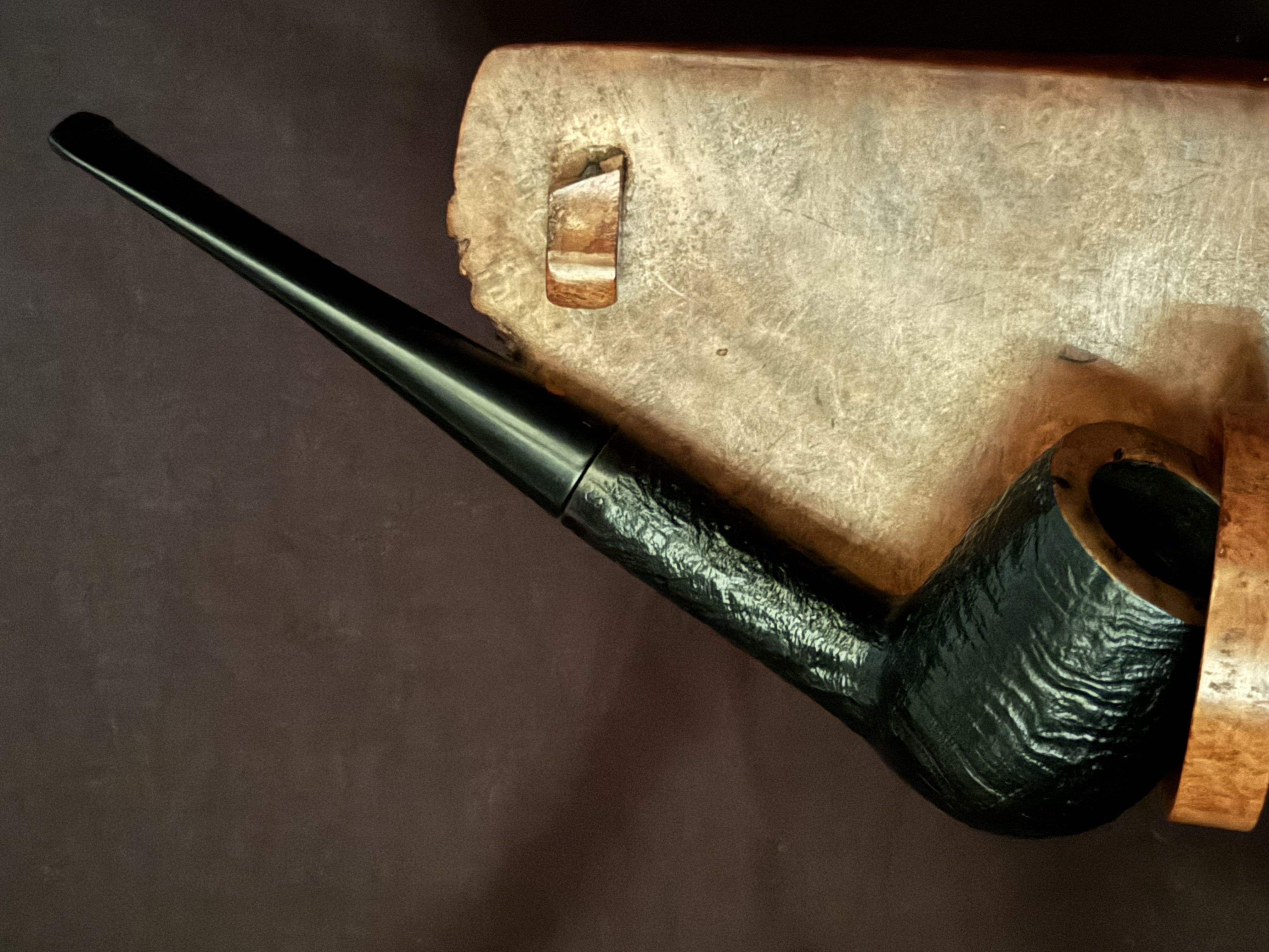 Dr Plumb Super 1S Dark Straight Sandblast Billiard Estate Pipe 2