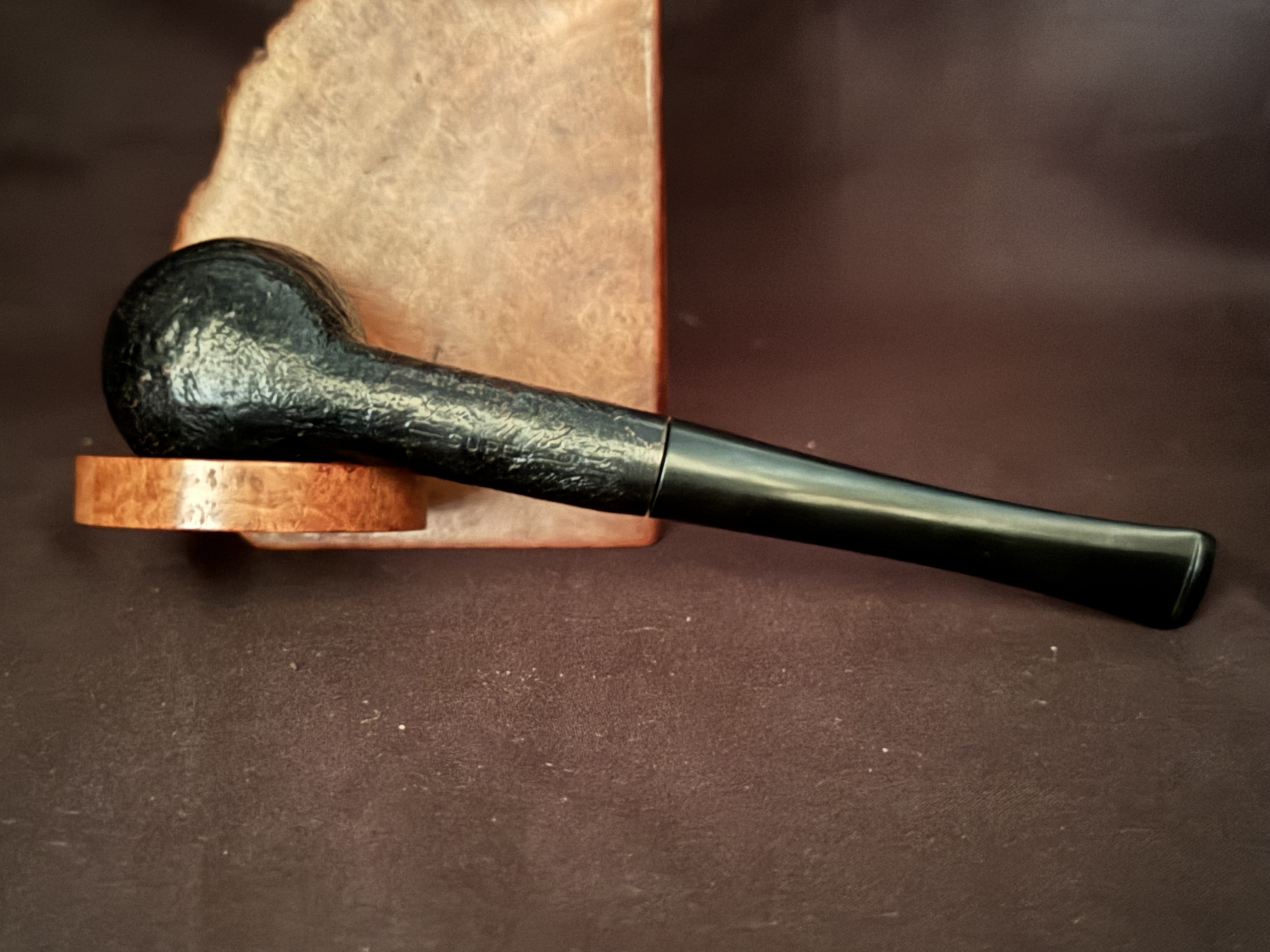 Dr Plumb Super 1S Dark Straight Sandblast Billiard Estate Pipe 6
