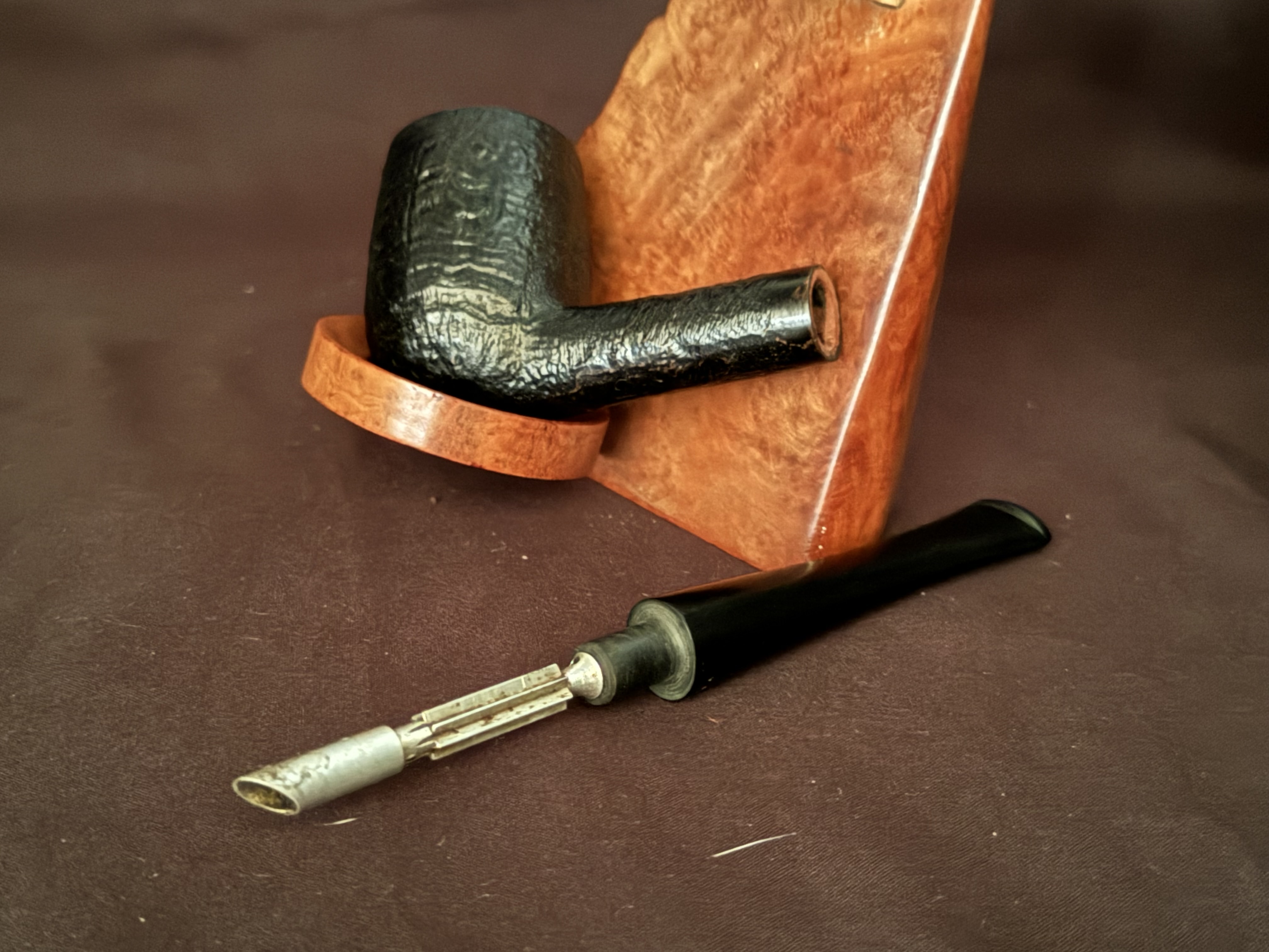 Dr Plumb Super 1S Dark Straight Sandblast Billiard Estate Pipe 9