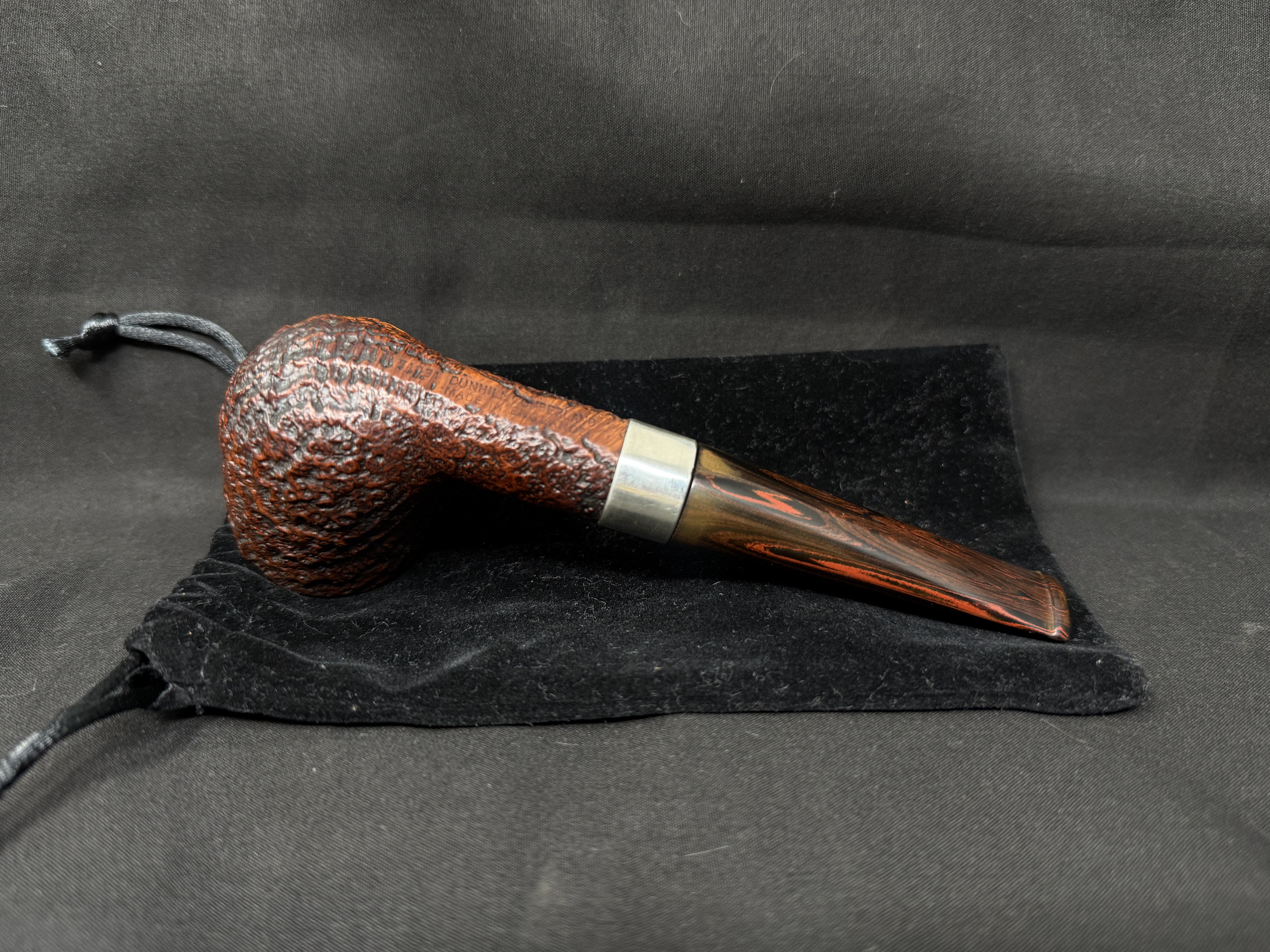 Dunhill Cumberland 41031 Billiard Sandblast Straight Estate Pipe, Silver Band 4