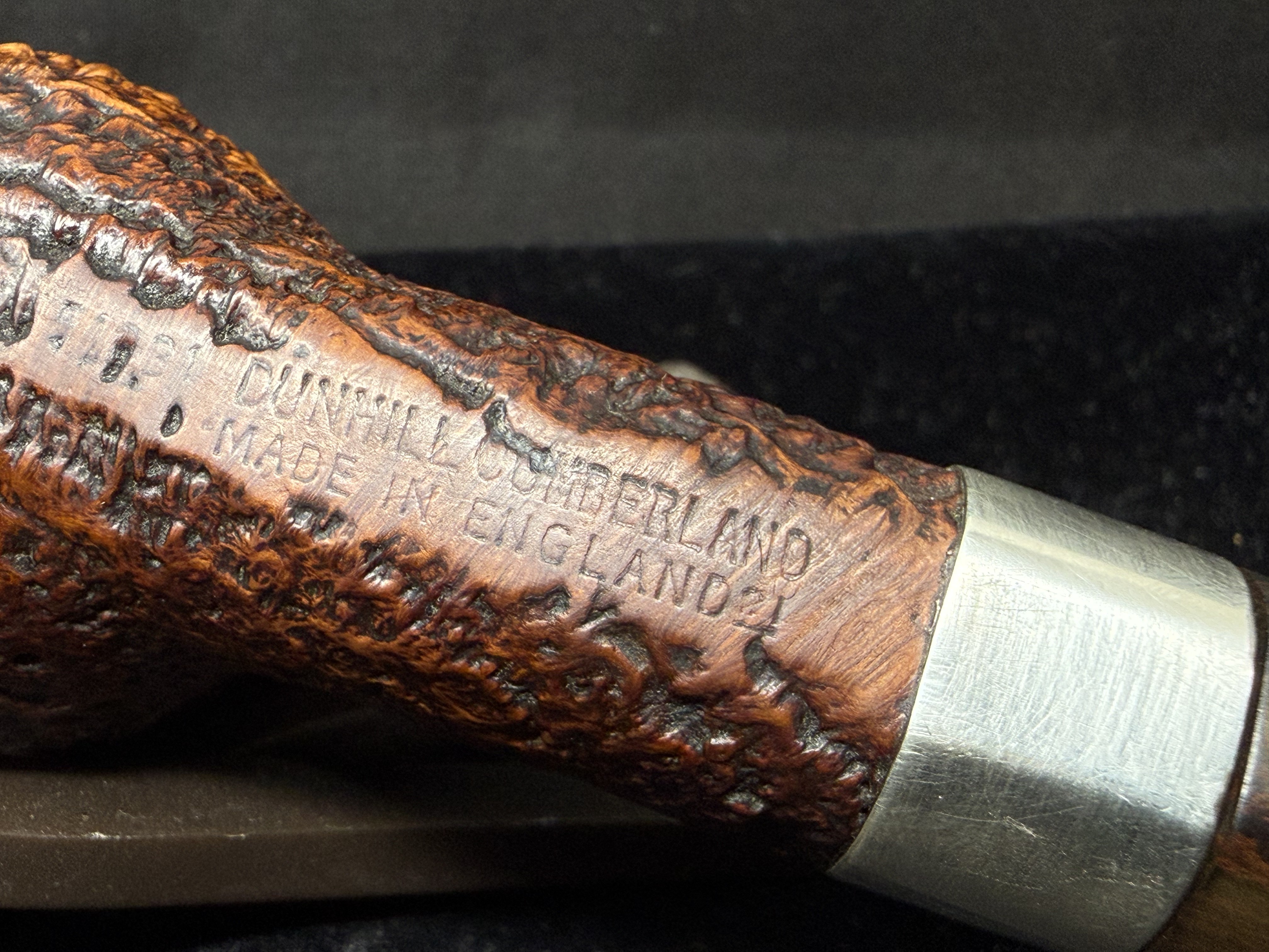 Dunhill Cumberland 41031 Billiard Sandblast Straight Estate Pipe, Silver Band 5