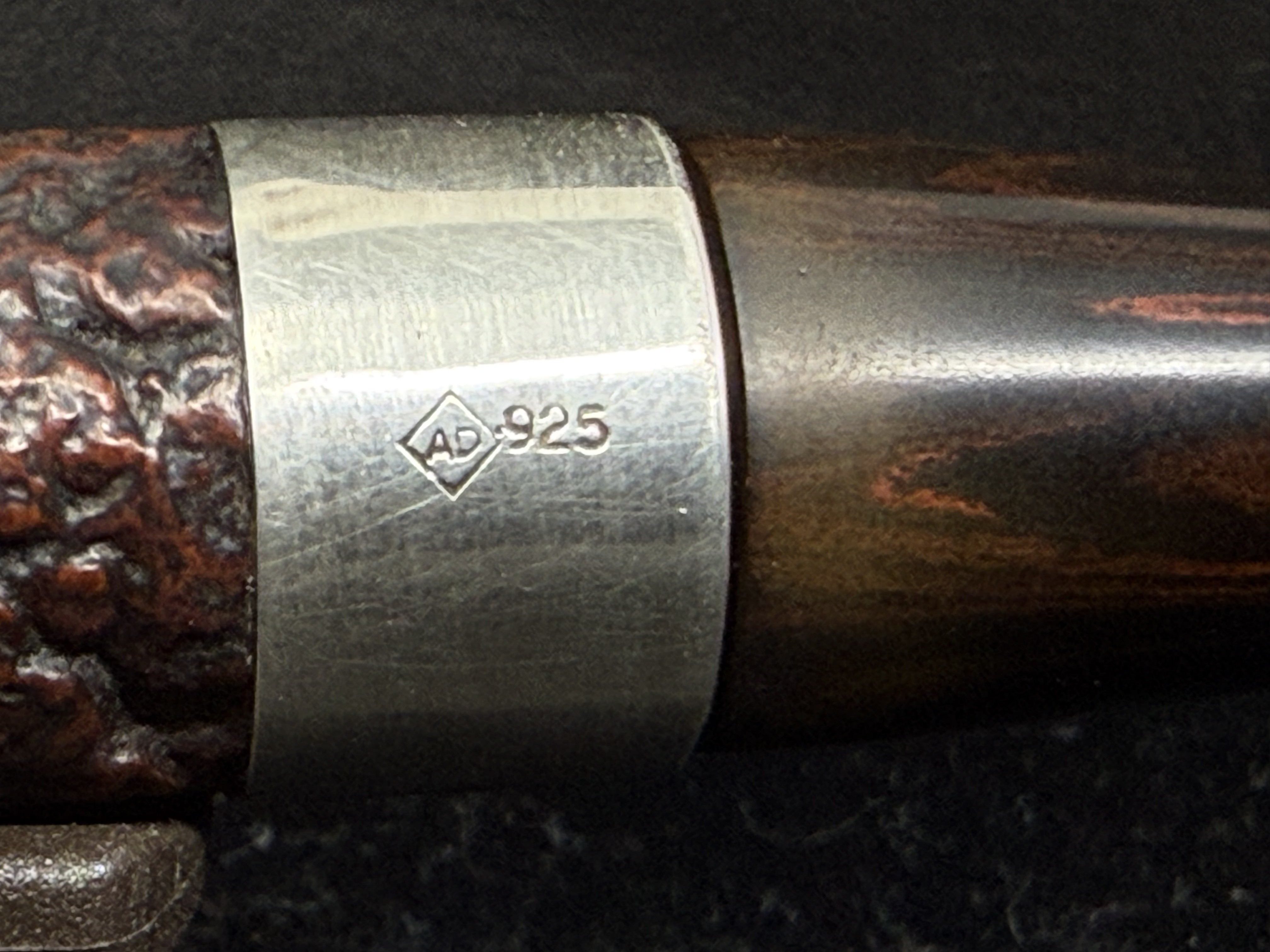 Dunhill Cumberland 41031 Billiard Sandblast Straight Estate Pipe, Silver Band 6