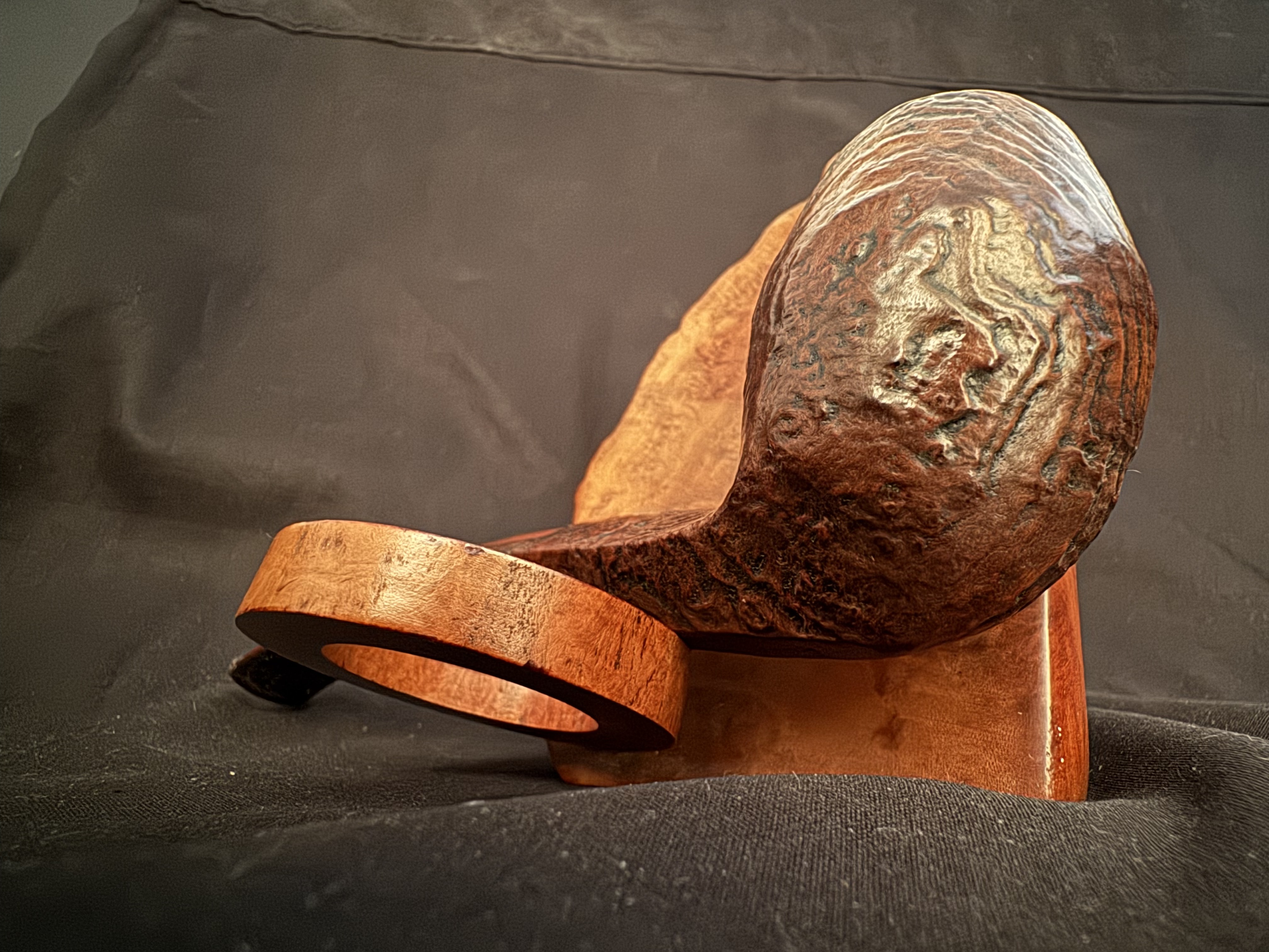 Dunhill Cumberland 54531 Large Sandblast Rhodesian Pipe, Diamond Shank, Cumberland Fishtail Stem, Ashton Leather Sleeve 10