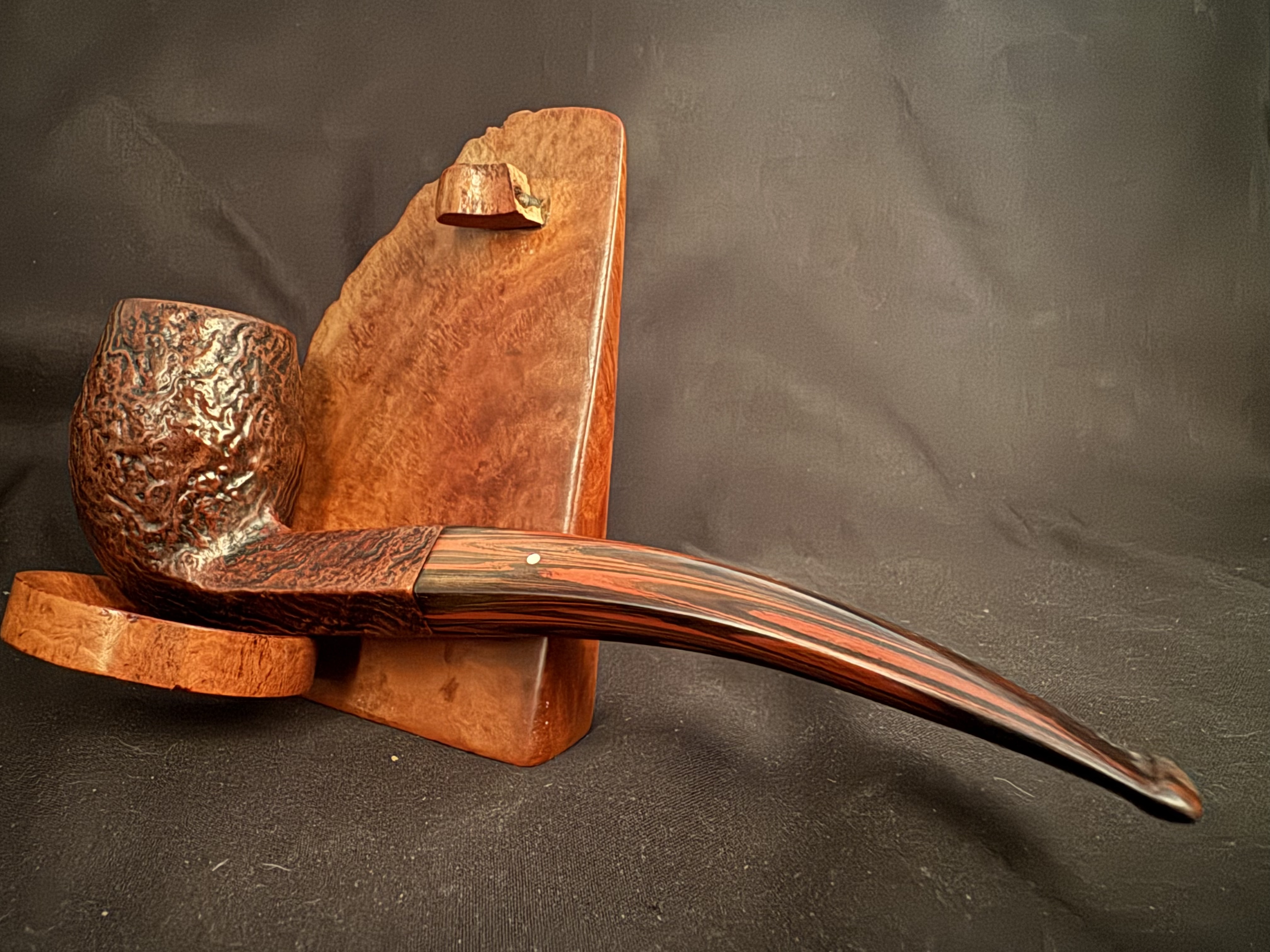 Dunhill Cumberland 54531 Large Sandblast Rhodesian Pipe, Diamond Shank, Cumberland Fishtail Stem, Ashton Leather Sleeve 15