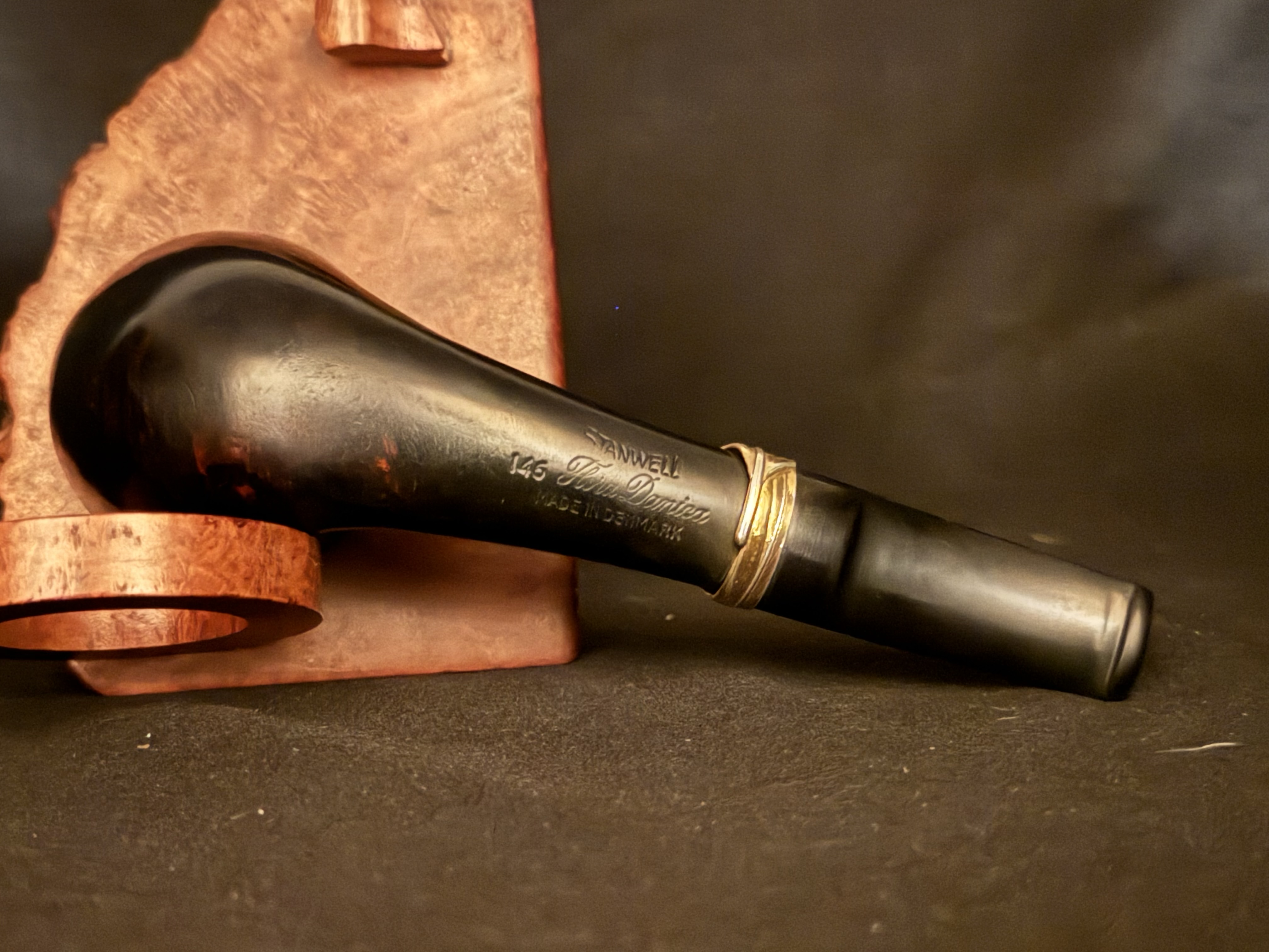 Stanwell Flora Danica Smooth Straight Acorn Vulcanite Stem Ebony Ebonite Era 1948-1998 Estate Pipe 6
