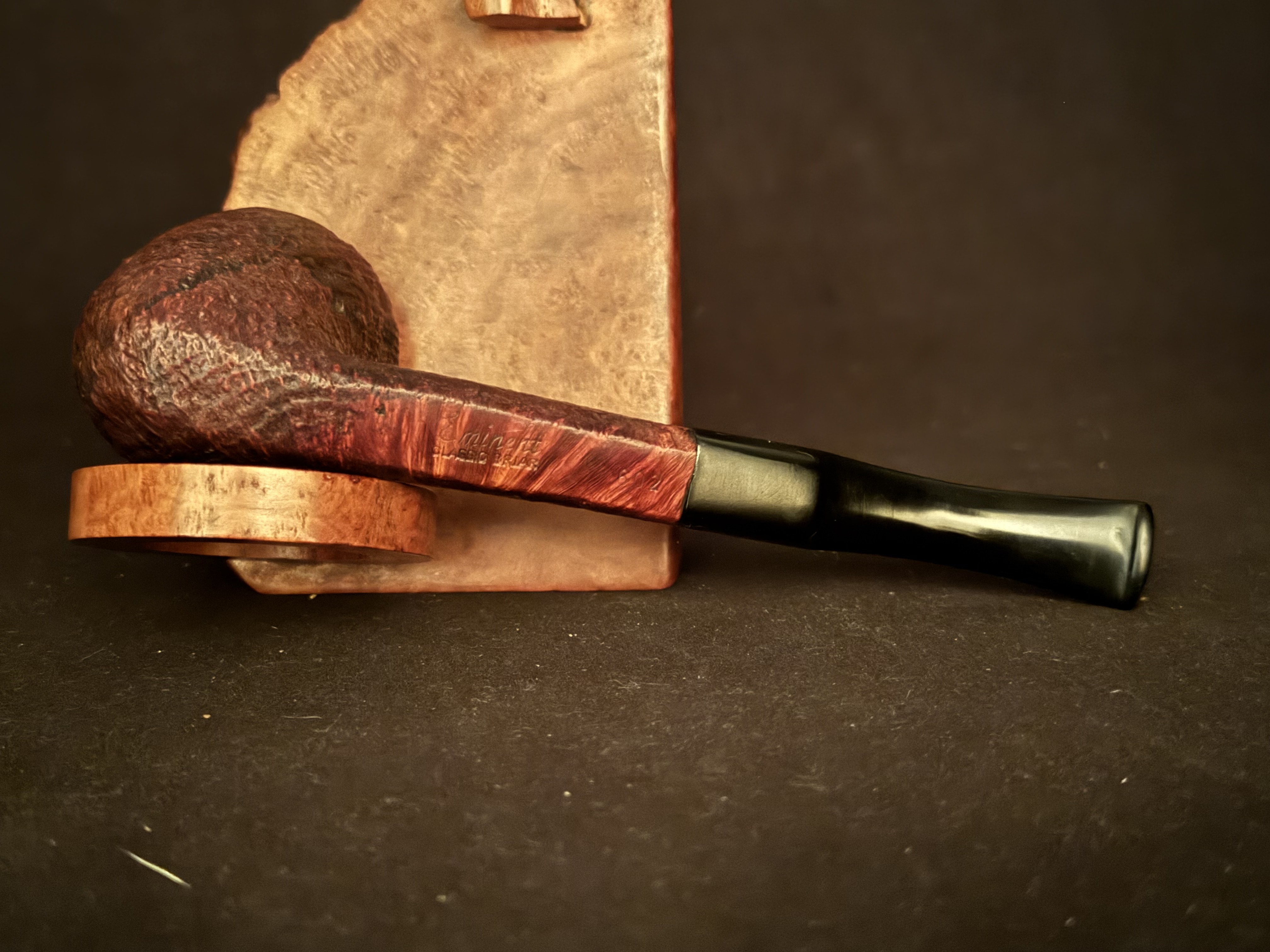 Emenit Classic Briar 802 Sandblast Bent Dublin Estate Pipe, Vulcanite Saddle Stem, Fishtail Bit, No Filter 6