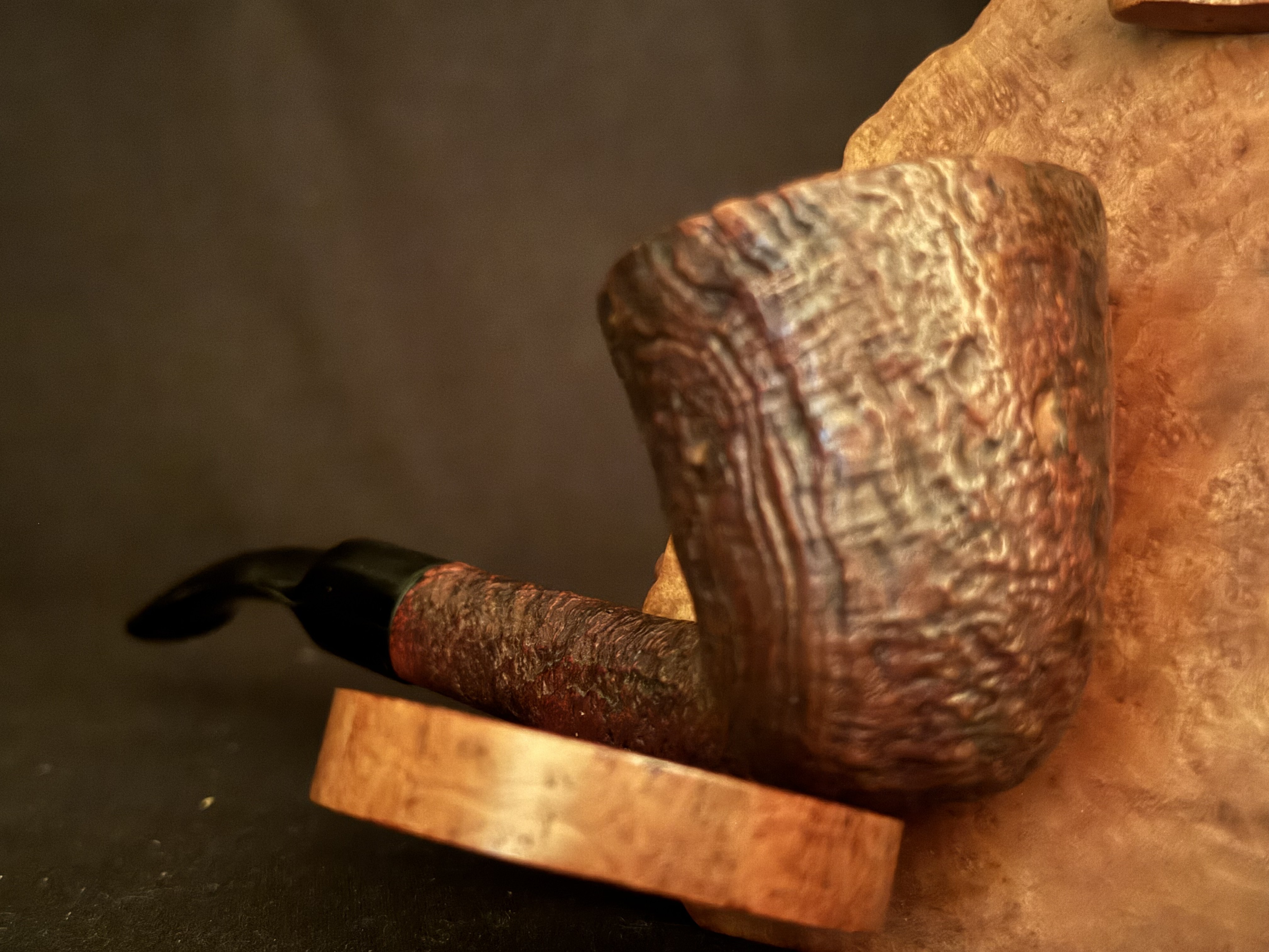 Emenit Classic Briar 802 Sandblast Bent Dublin Estate Pipe, Vulcanite Saddle Stem, Fishtail Bit, No Filter 7