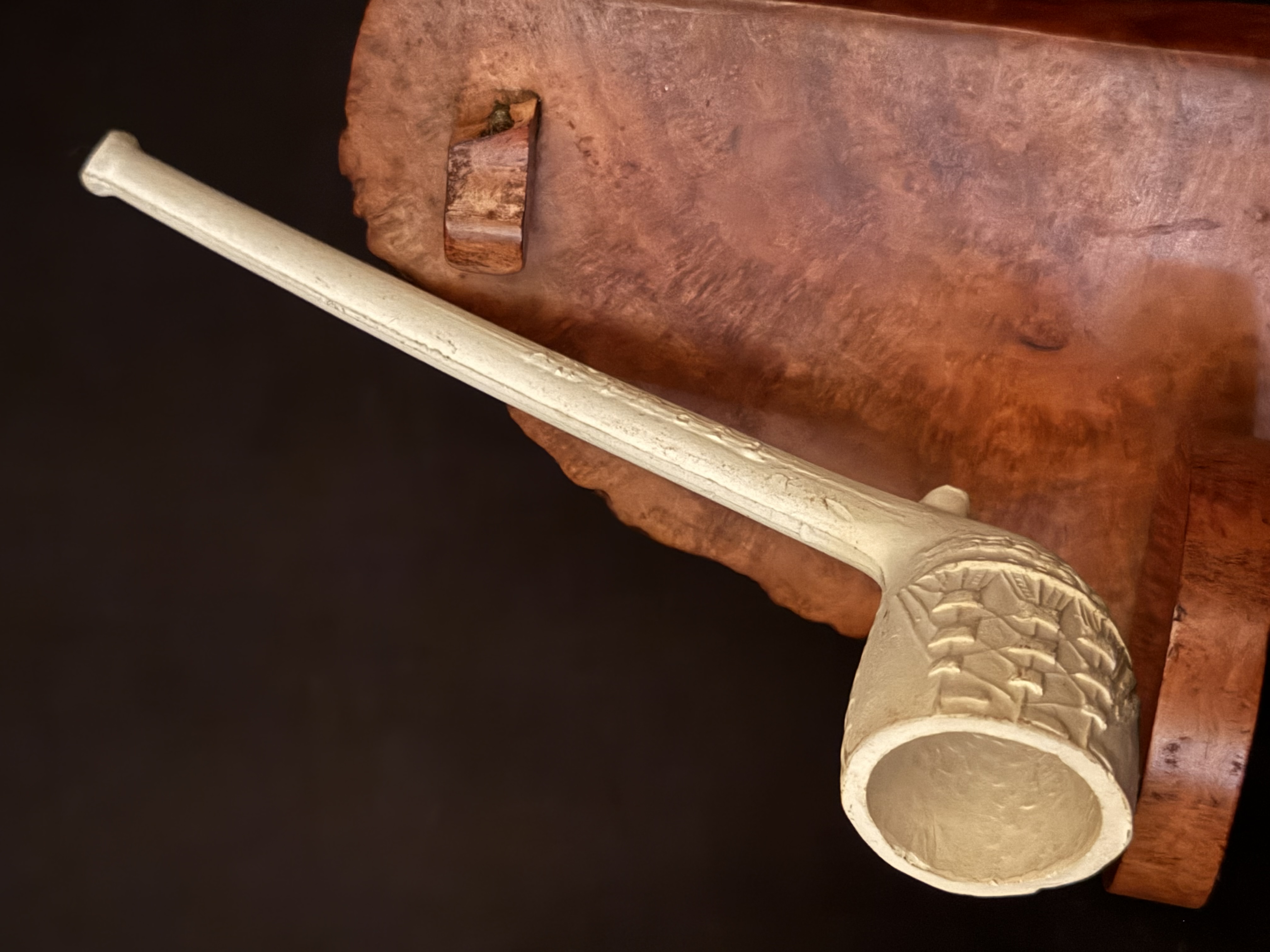 White Clay Cutty Pipe, Ship and Anchor Relief, Marked Germany, Unsmoked Old New Stock 2