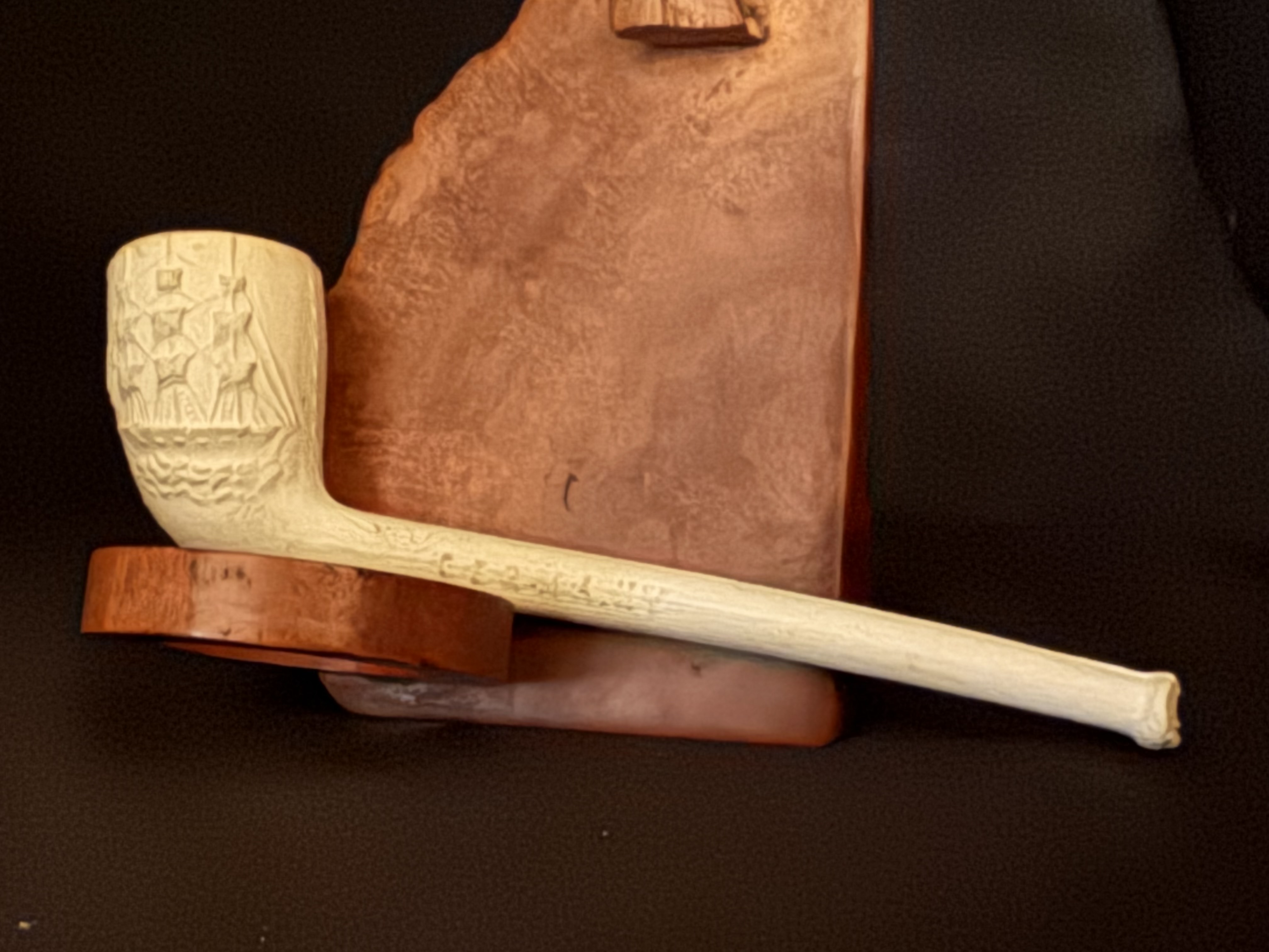 White Clay Cutty Pipe, Ship and Anchor Relief, Marked Germany, Unsmoked Old New Stock 8