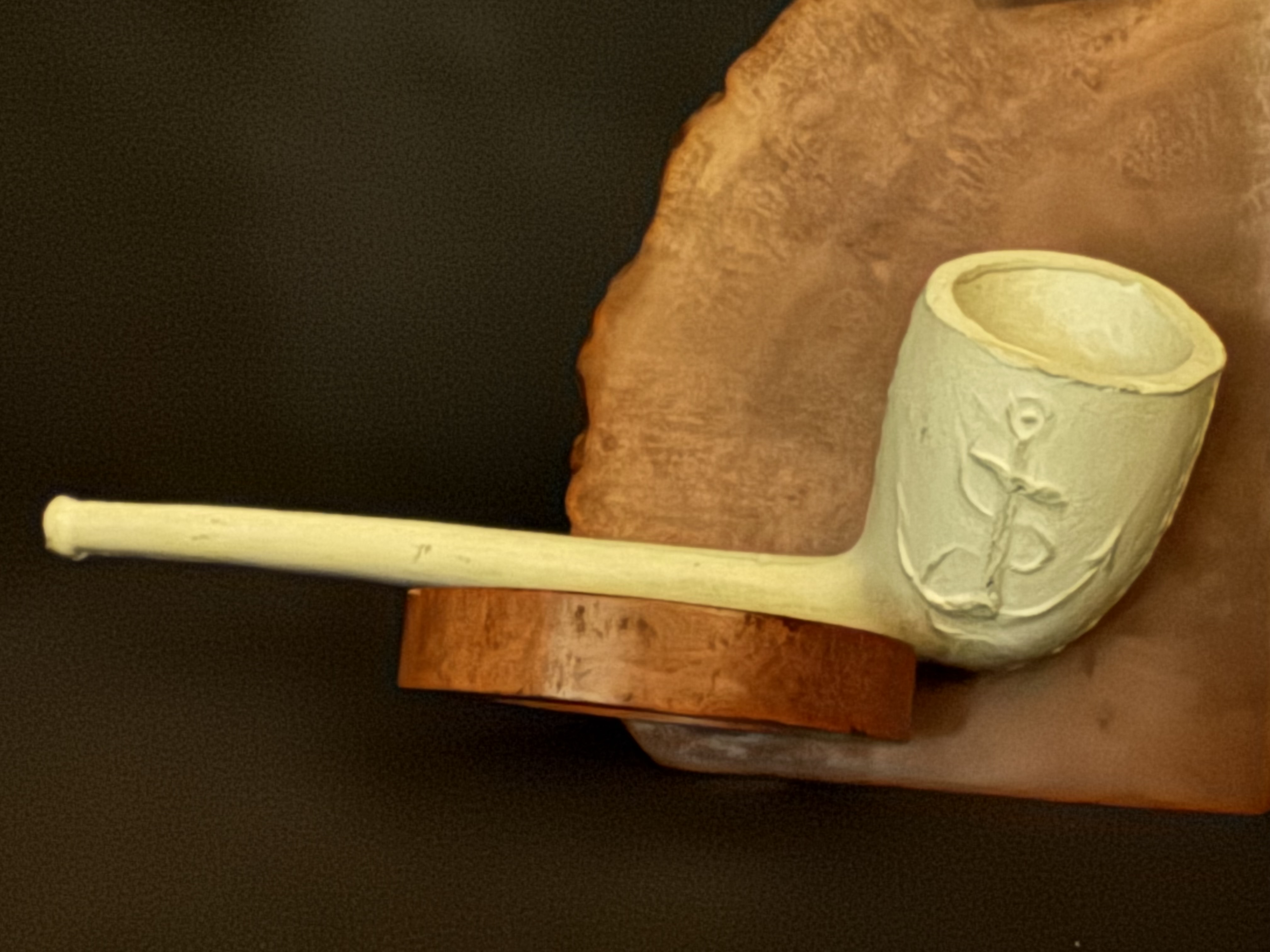 White Clay Cutty Pipe, Ship and Anchor Relief, Marked Germany, Unsmoked Old New Stock 7
