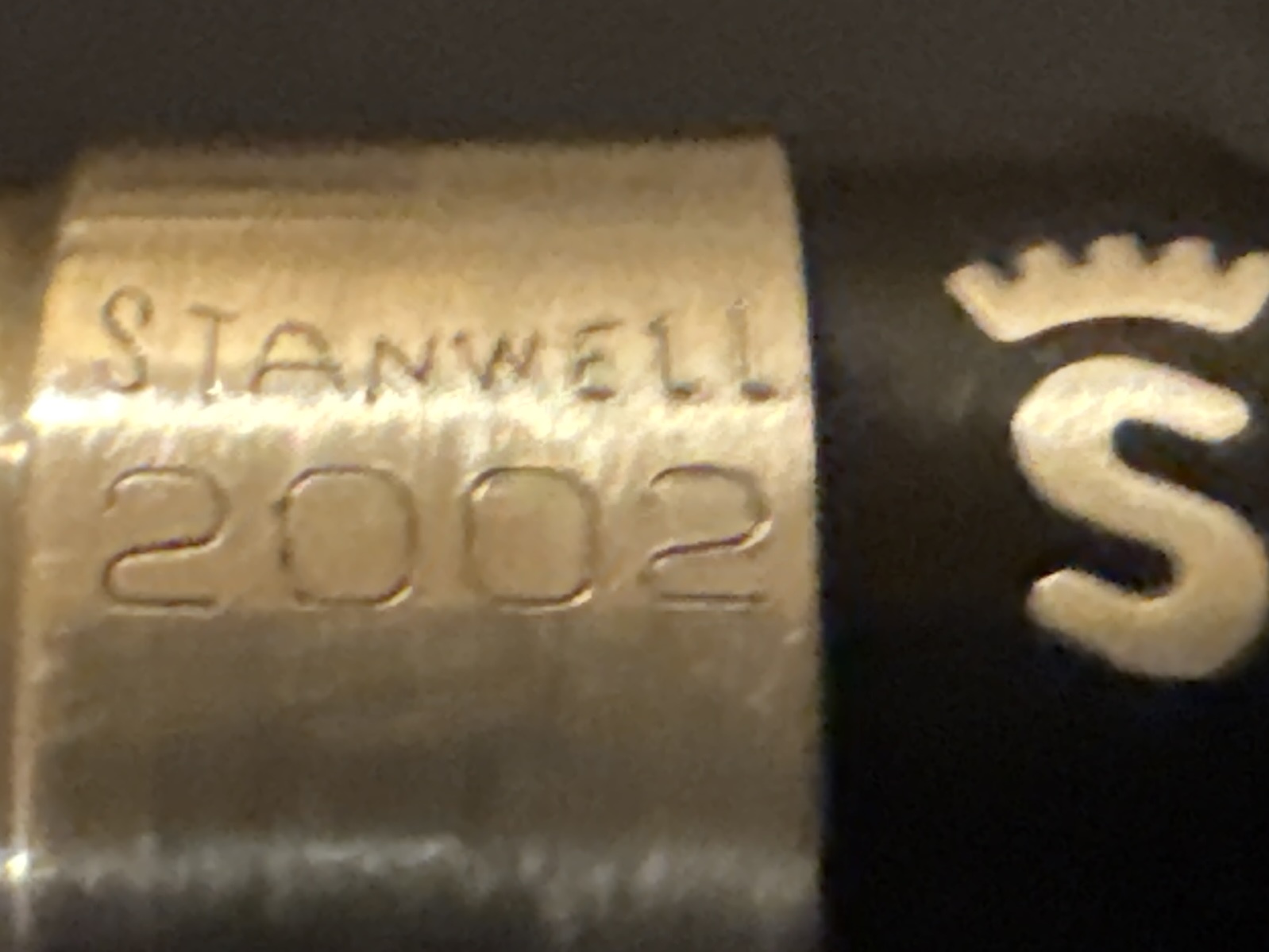 Stanwell 2002 Sterling Silver Army Mount Straight Billiard Estate Pipe, Smooth Black, Acrylic Saddle Stem, 9mm Filter, Fishtail Bit 14