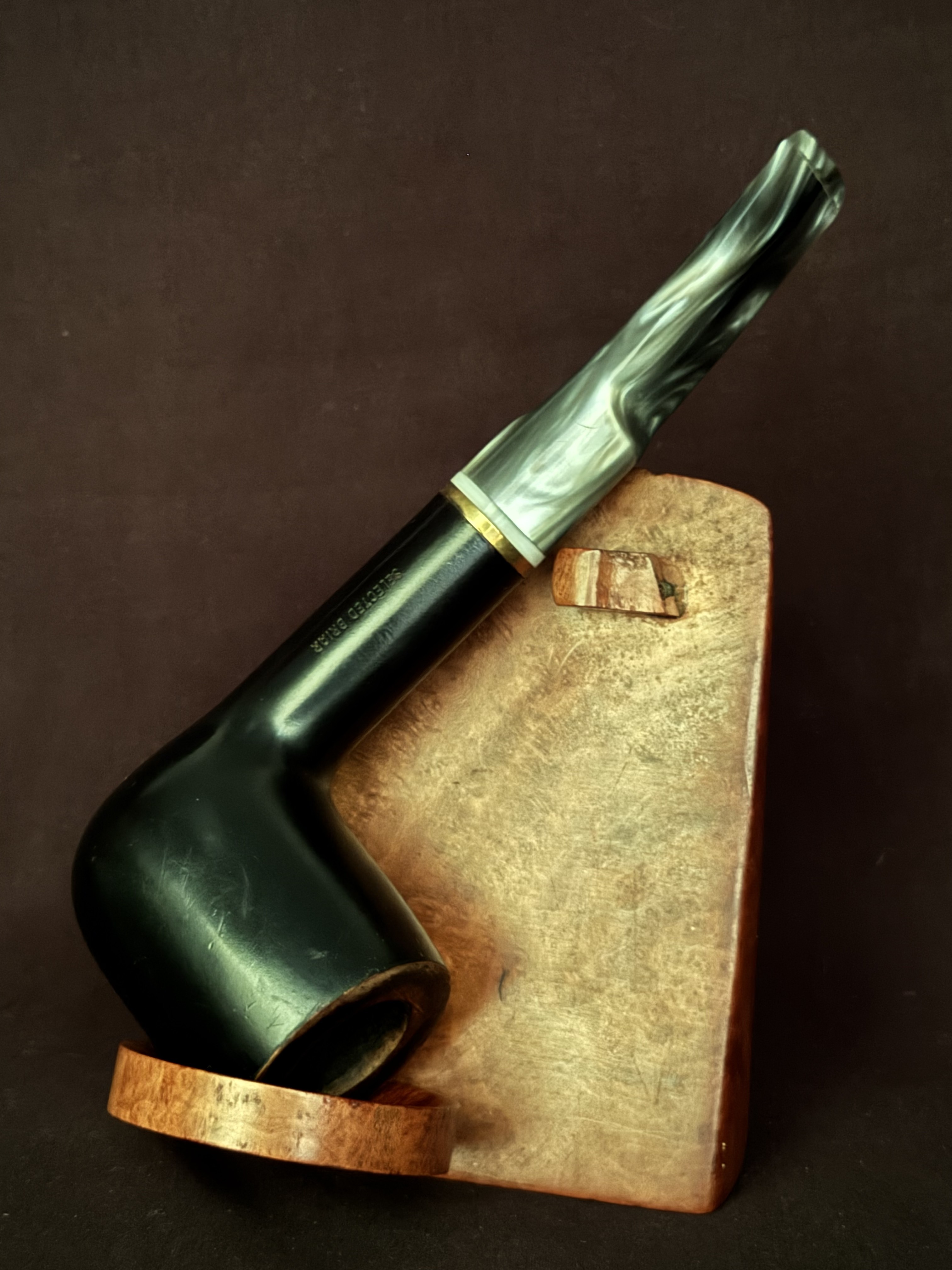 Ermanno Elite 60 S Smooth Dark Green Estate Briar Pipe, 9mm Filter 2