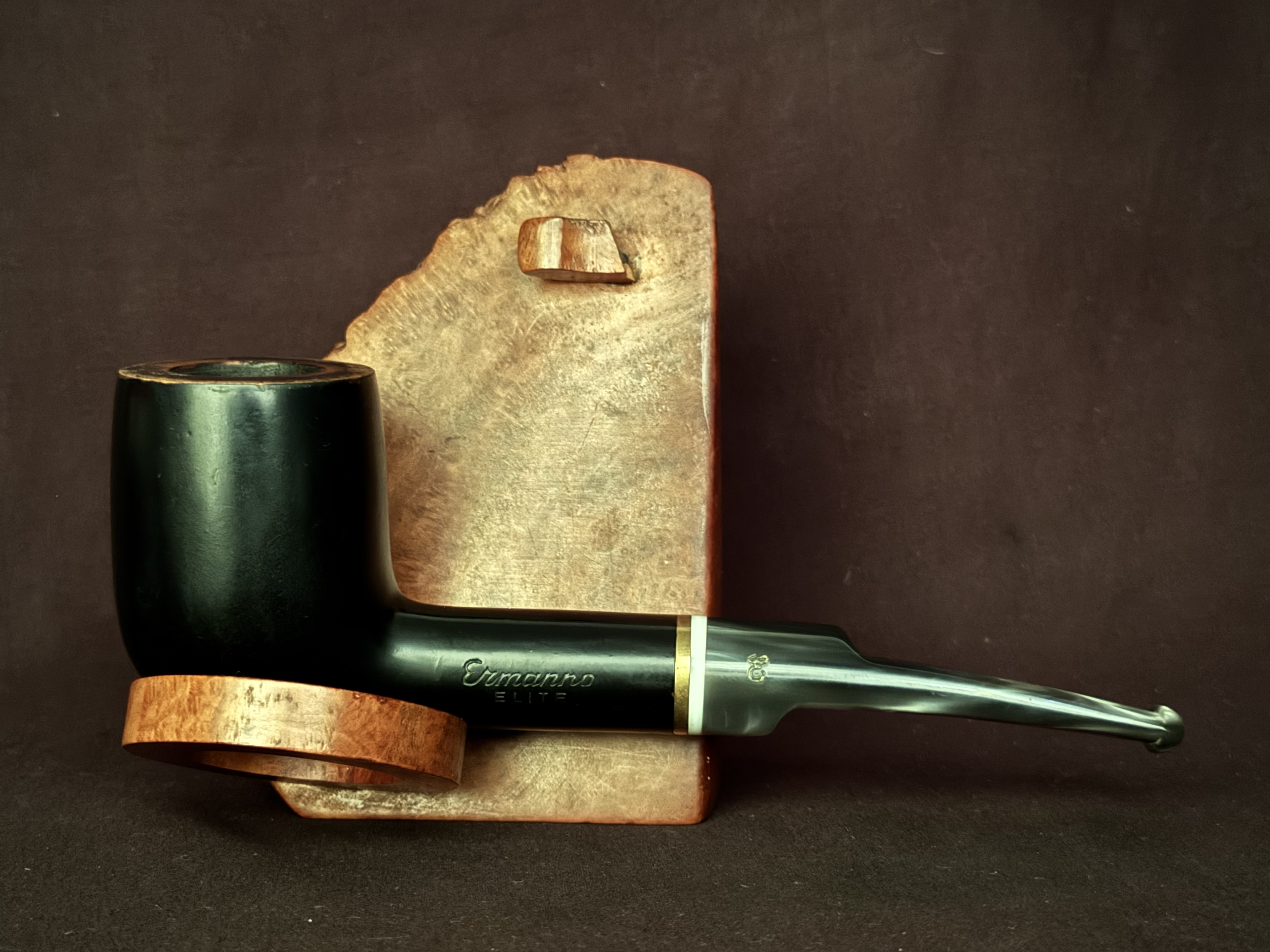 Ermanno Elite 60 S Smooth Dark Green Estate Briar Pipe, 9mm Filter 3