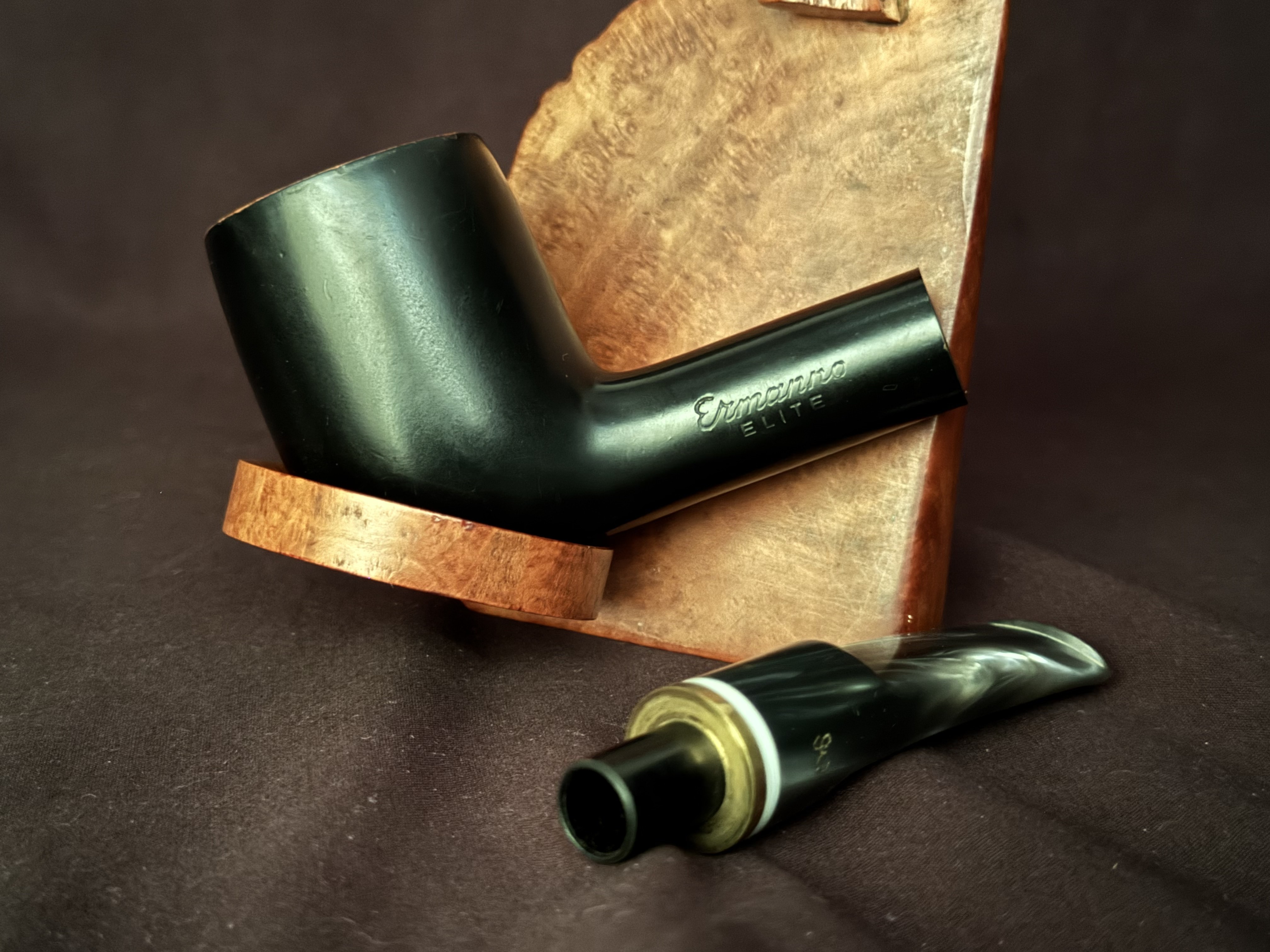 Ermanno Elite 60 S Smooth Dark Green Estate Briar Pipe, 9mm Filter 9