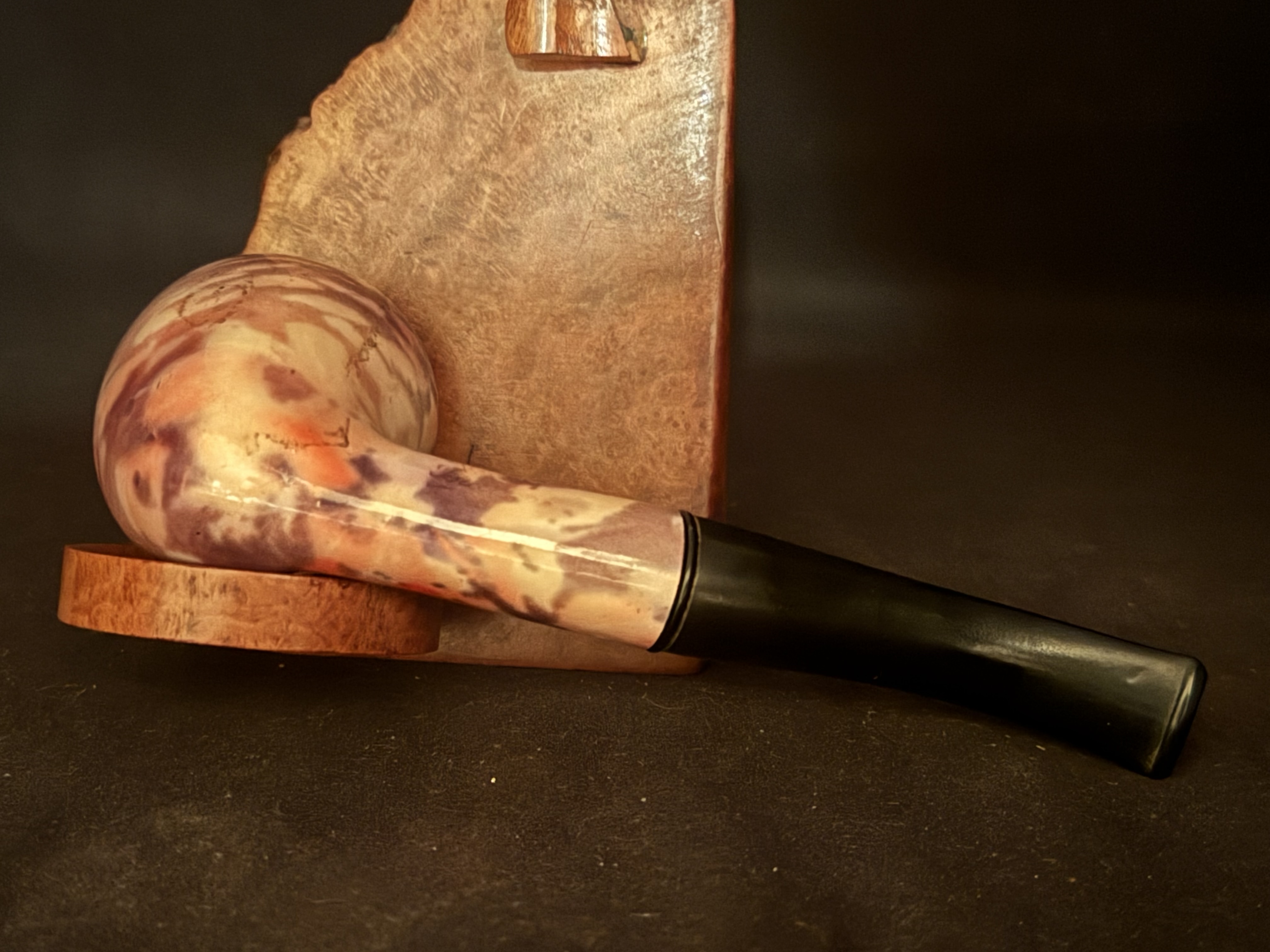 Fancy Bruyere Stamped Bent Dublin Smooth Briar Estate Pipe - Vulcanite Fishtail Stem, 9mm Filter 6
