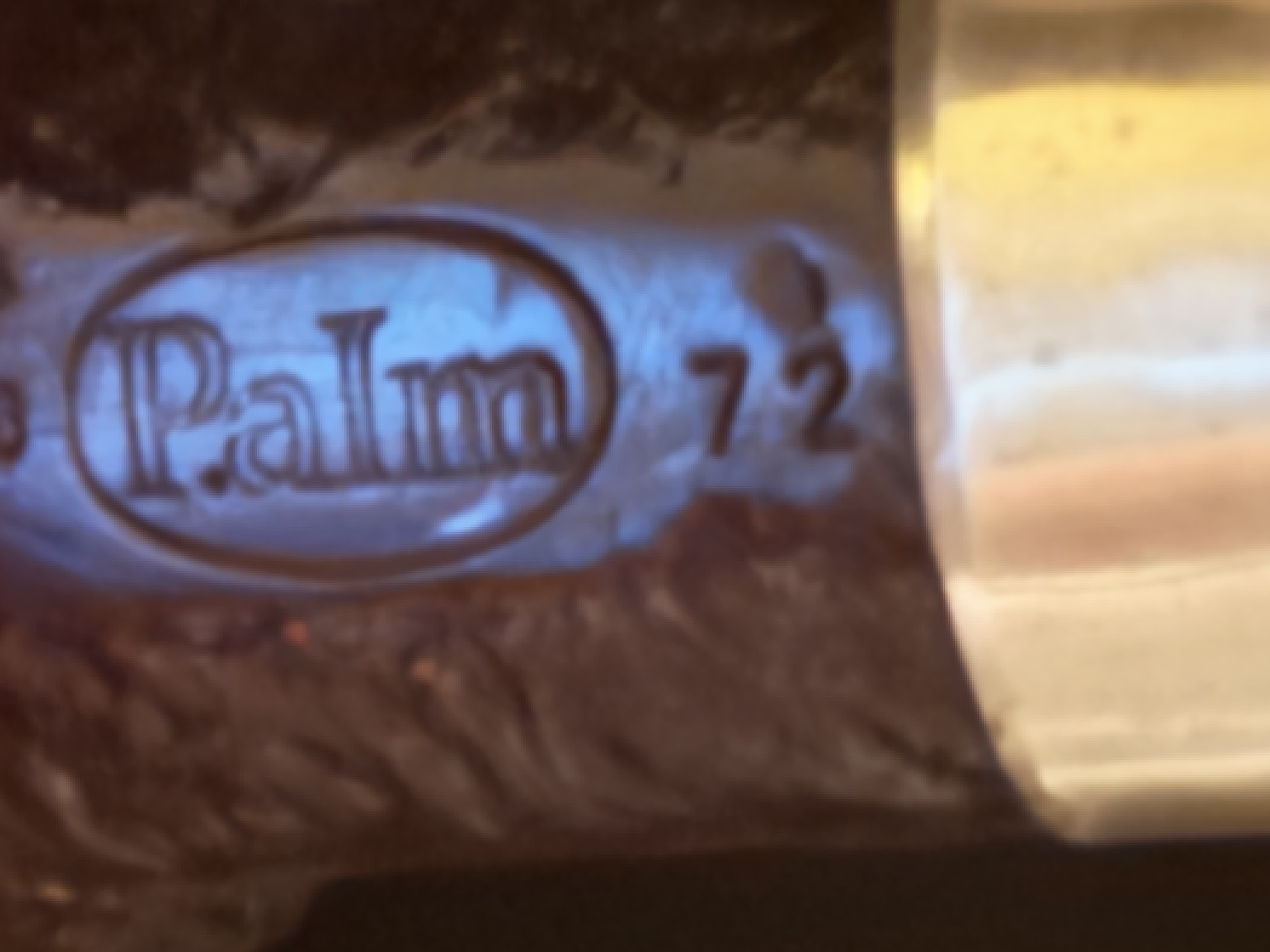Filter 6 Palm 72 Sandblast Bent Apple Pot Estate Pipe - Oval Shank, Vulcanite Saddle Stem, Metal Band 10