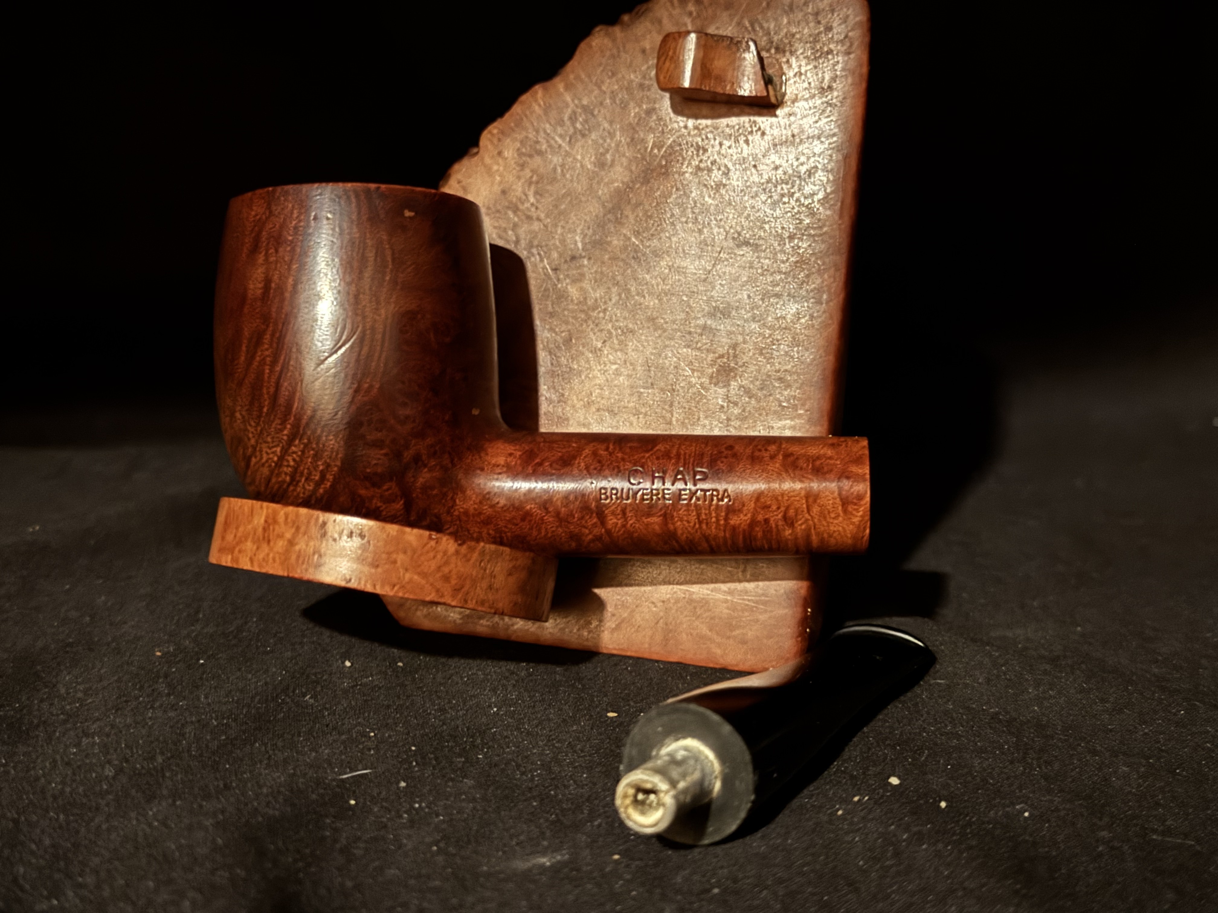 CHAP Large Smooth Straight Billiard Estate Pipe - French, Vulcanite Fishtail Stem, No Filter 2