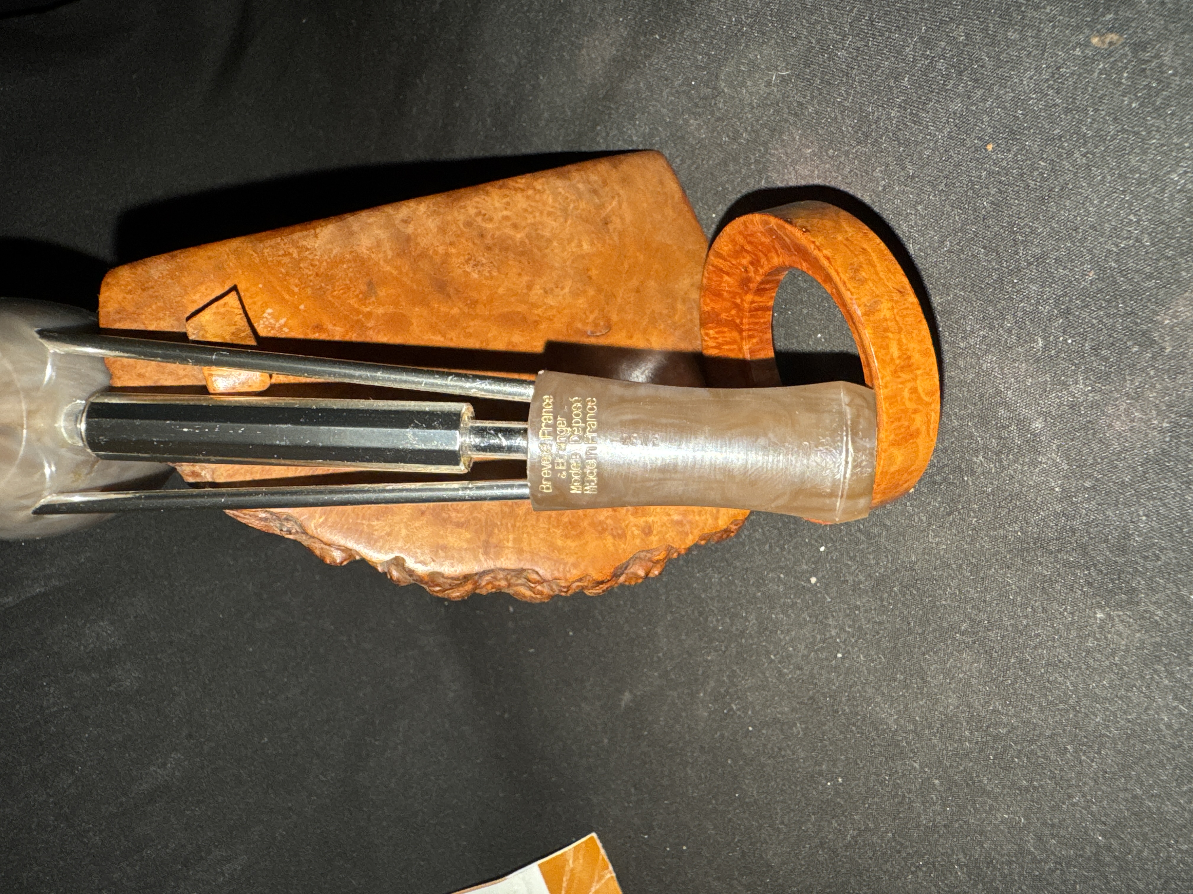 Jima French Metal Pipe with Meerschaum Bowl Insert - Brevete France &. - Estate Pipe