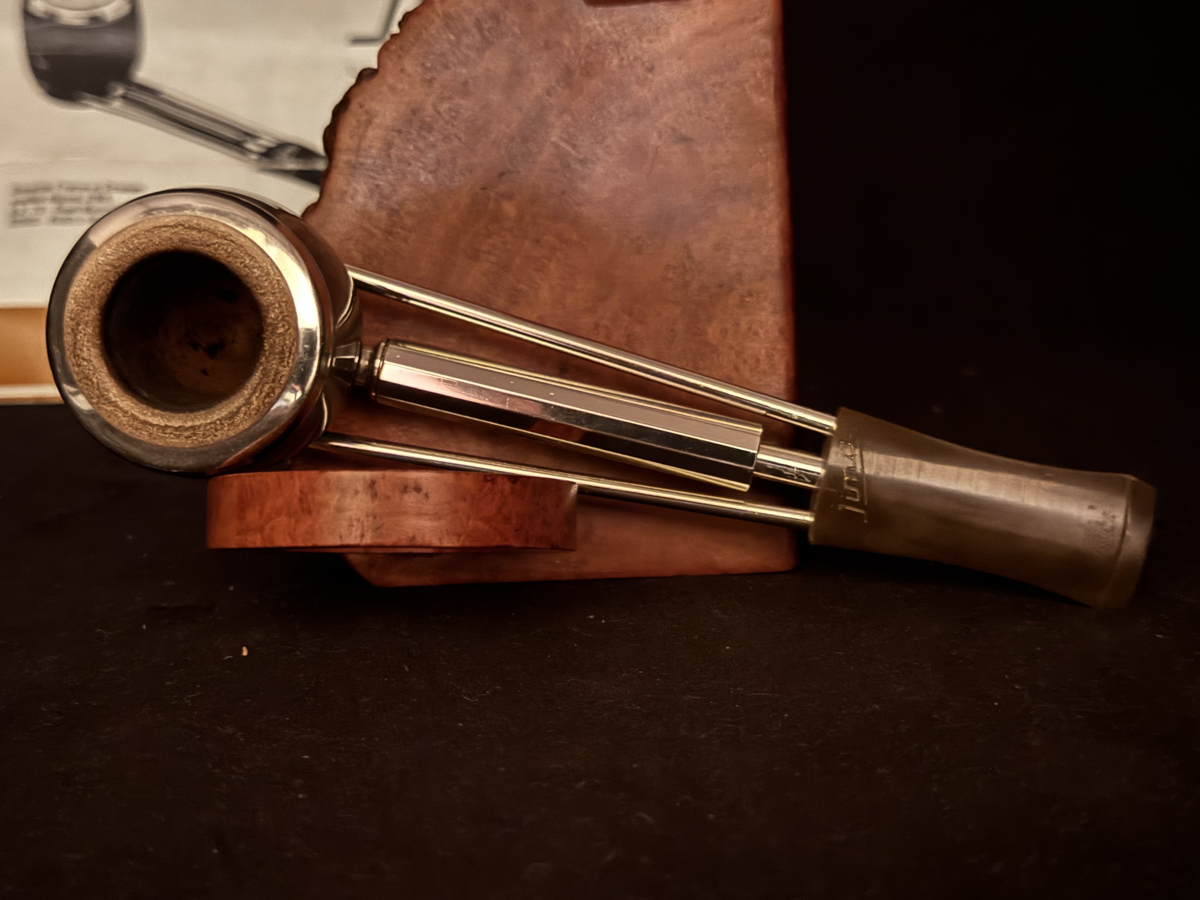 Jima French Metal Pipe with Meerschaum Bowl Insert - Brevete France &. - Estate Pipe 6
