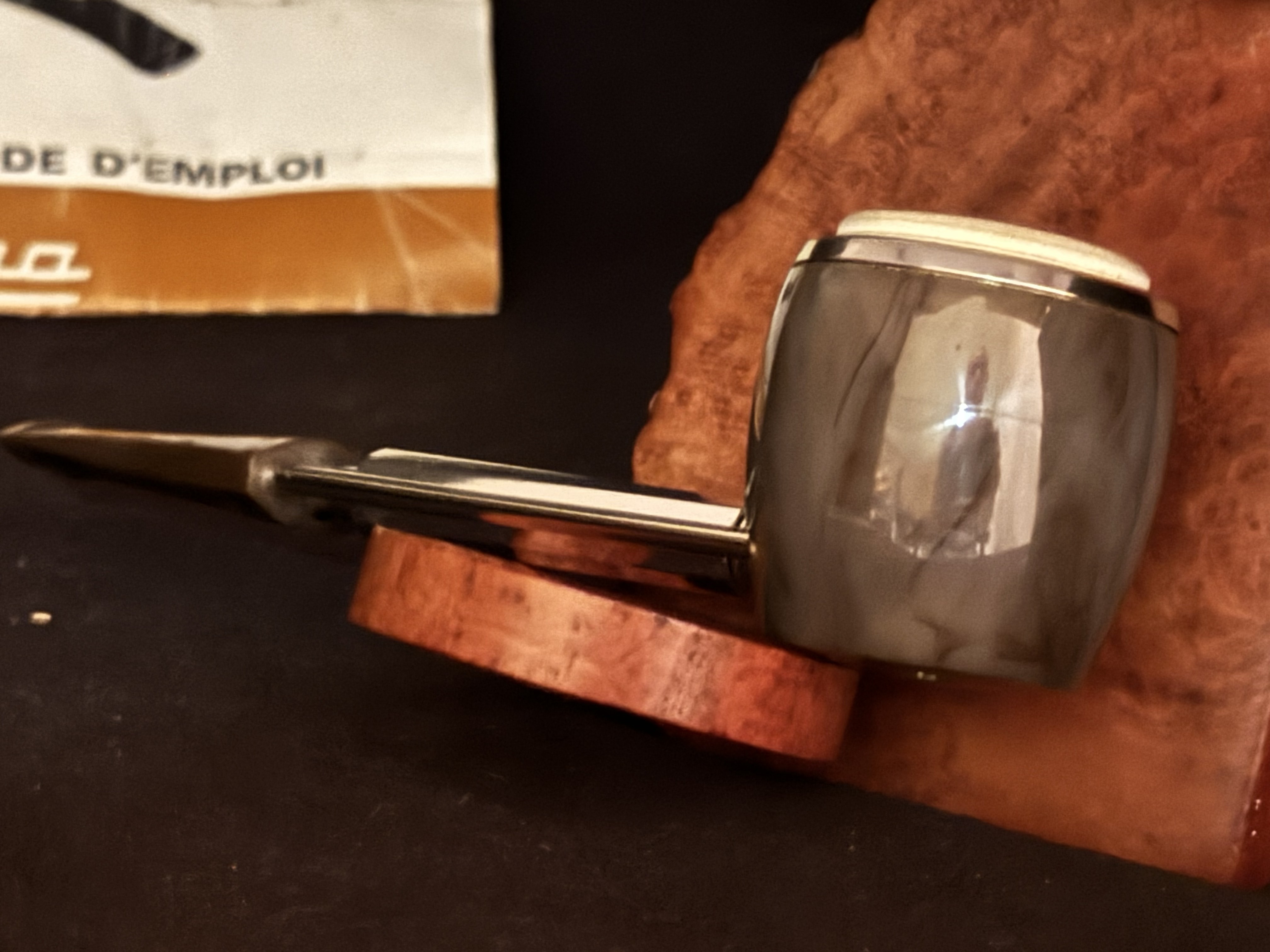 Jima French Metal Pipe with Meerschaum Bowl Insert - Brevete France &. - Estate Pipe 7