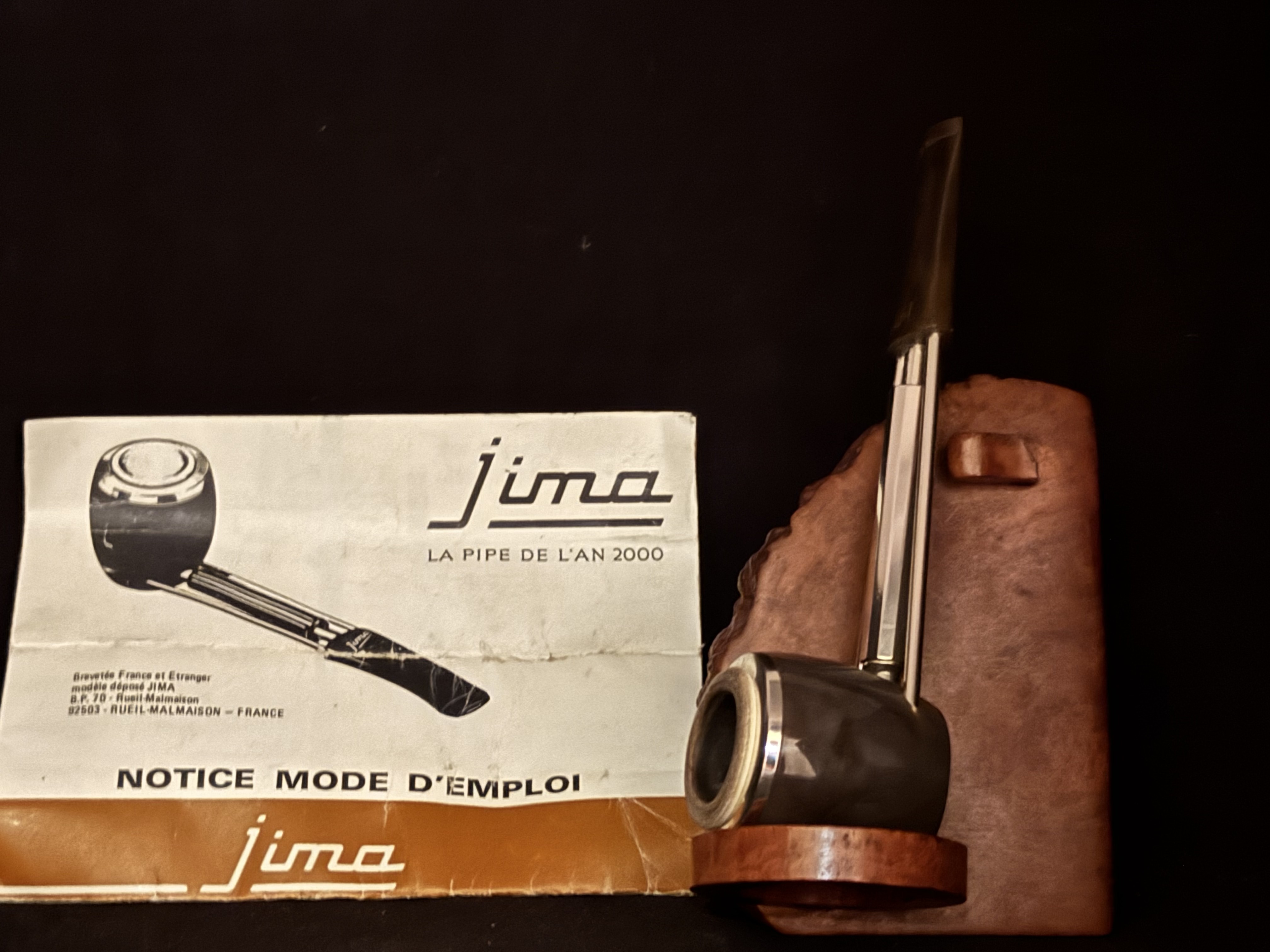 Jima French Metal Pipe with Meerschaum Bowl Insert - Brevete France &. - Estate Pipe 12