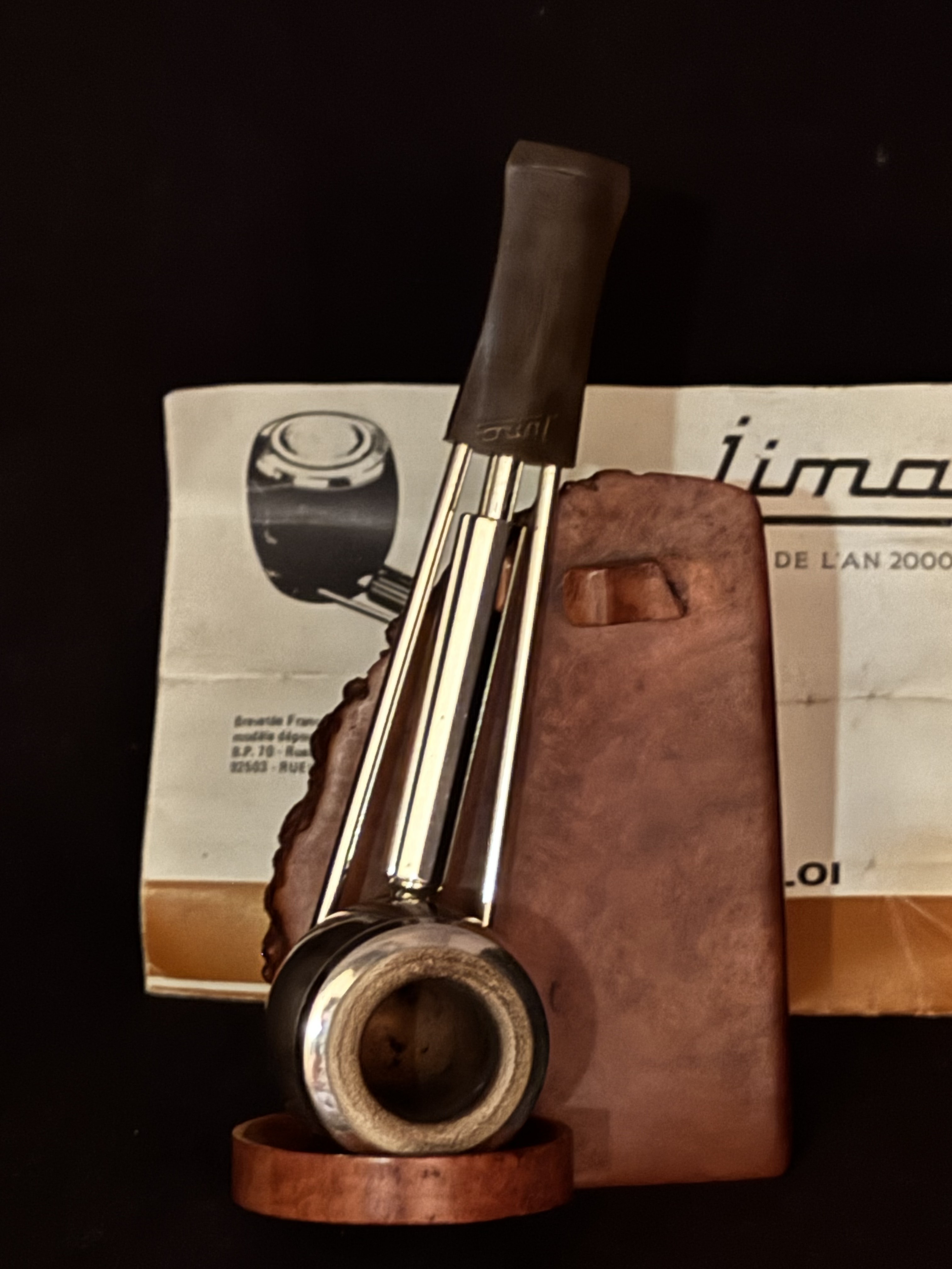 Jima French Metal Pipe with Meerschaum Bowl Insert - Brevete France &. - Estate Pipe 14