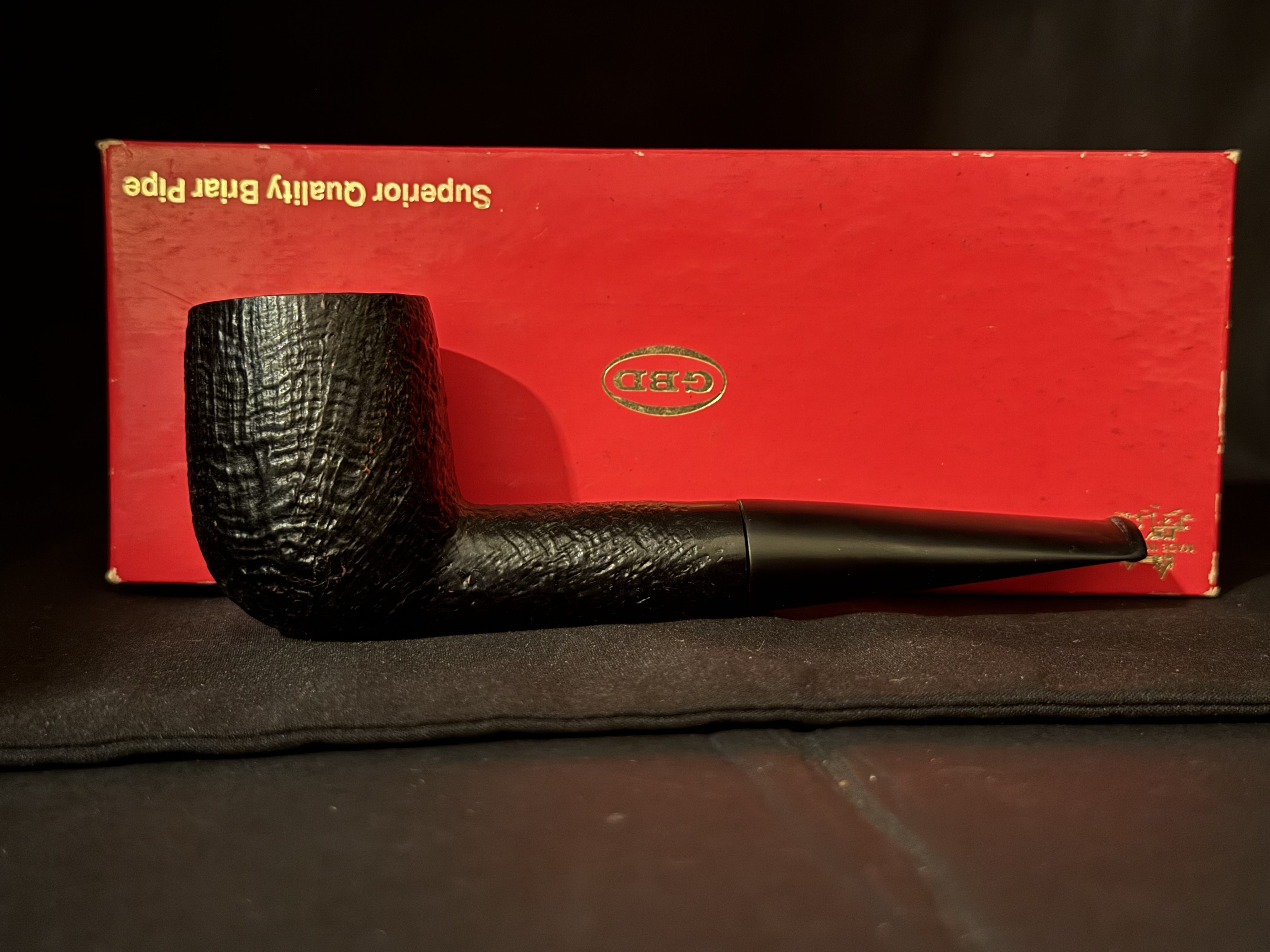GBD Product Prince of Wales Sandblast Billiard Estate Pipe, Vulcanite Stem 13