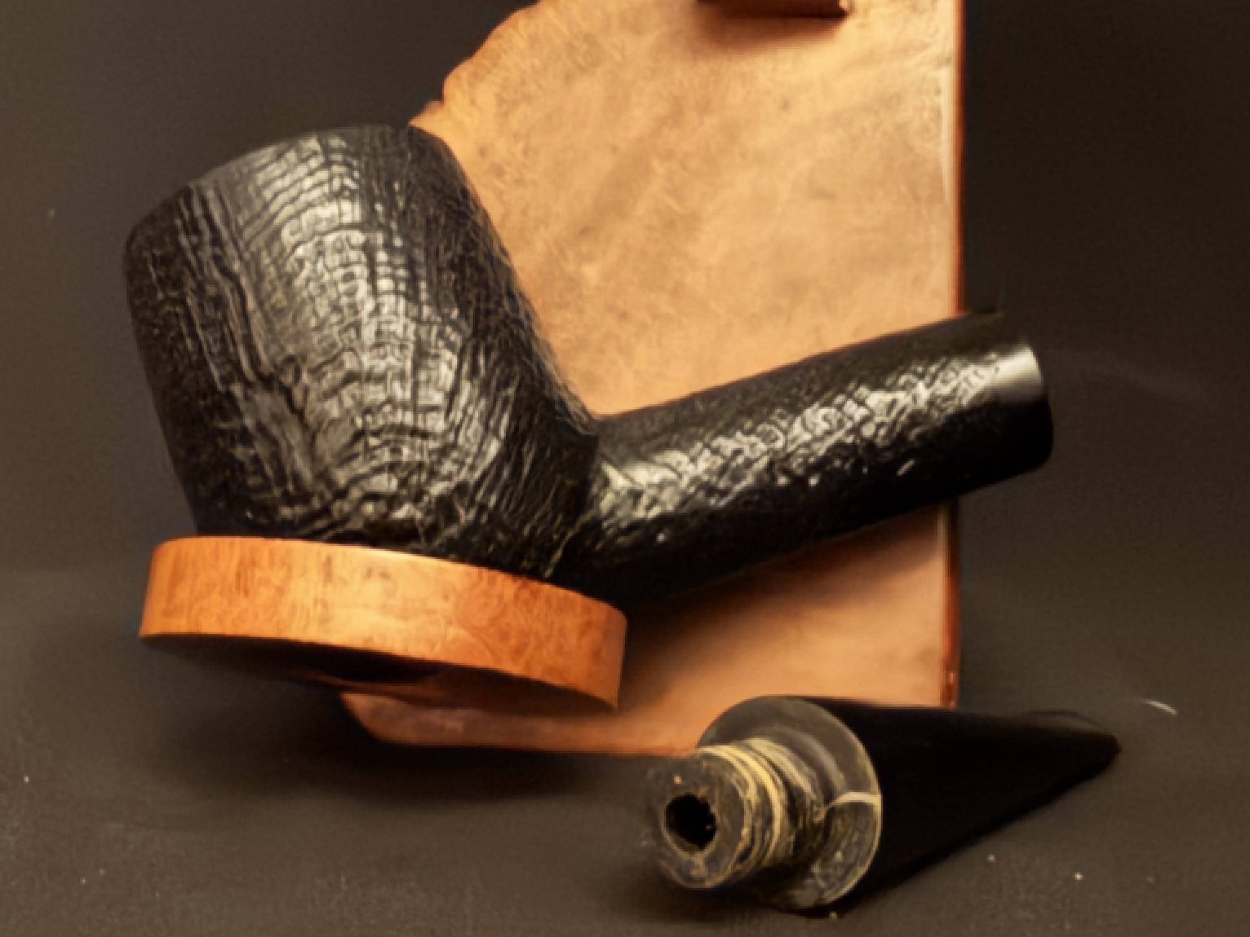 GBD Product Prince of Wales Sandblast Billiard Estate Pipe, Vulcanite Stem 10