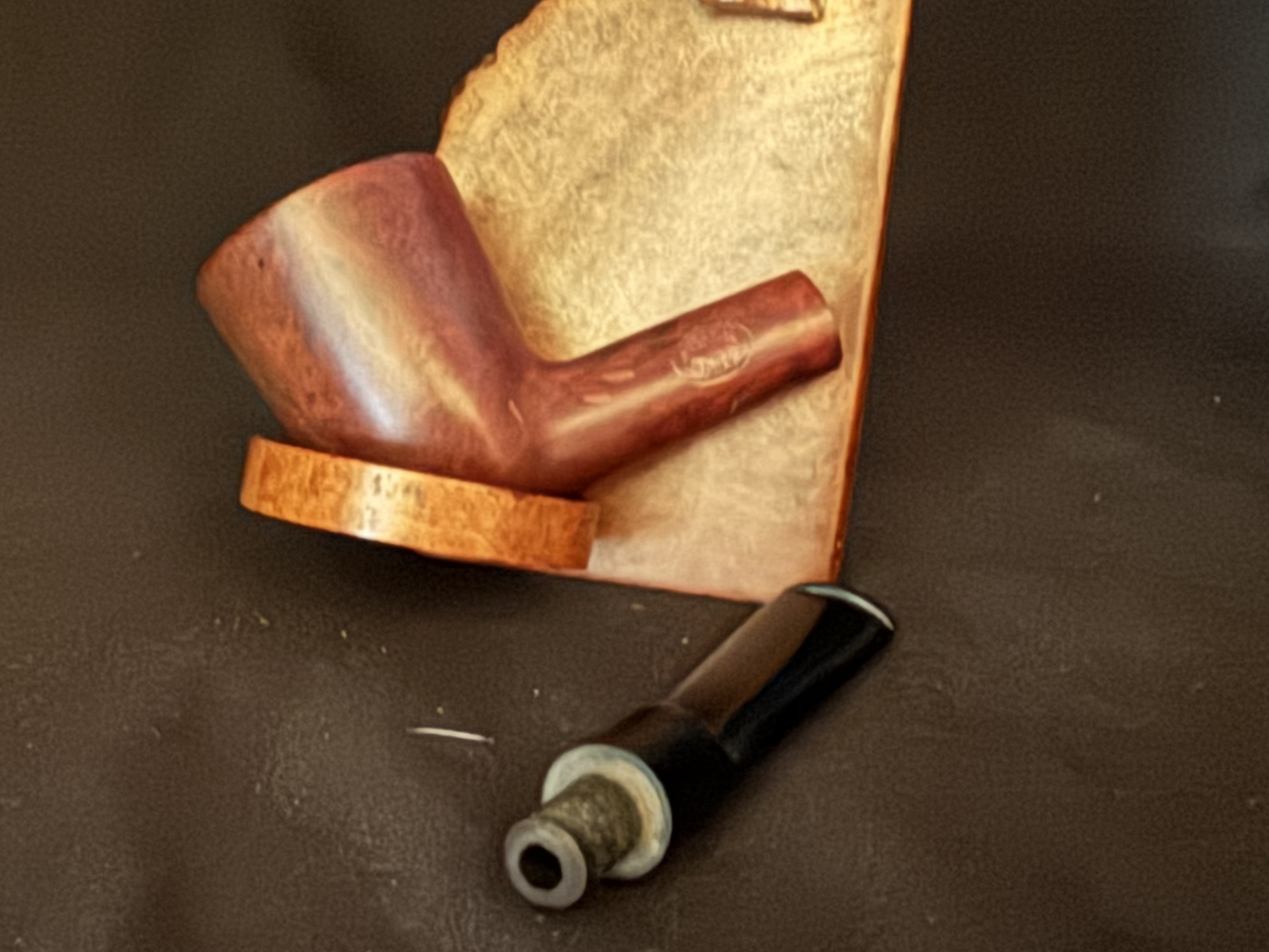 Genuine Briar Smooth Straight Dublin with Meerschaum Bowl Insert and Vulcanite Saddle Stem Estate Pipe 7