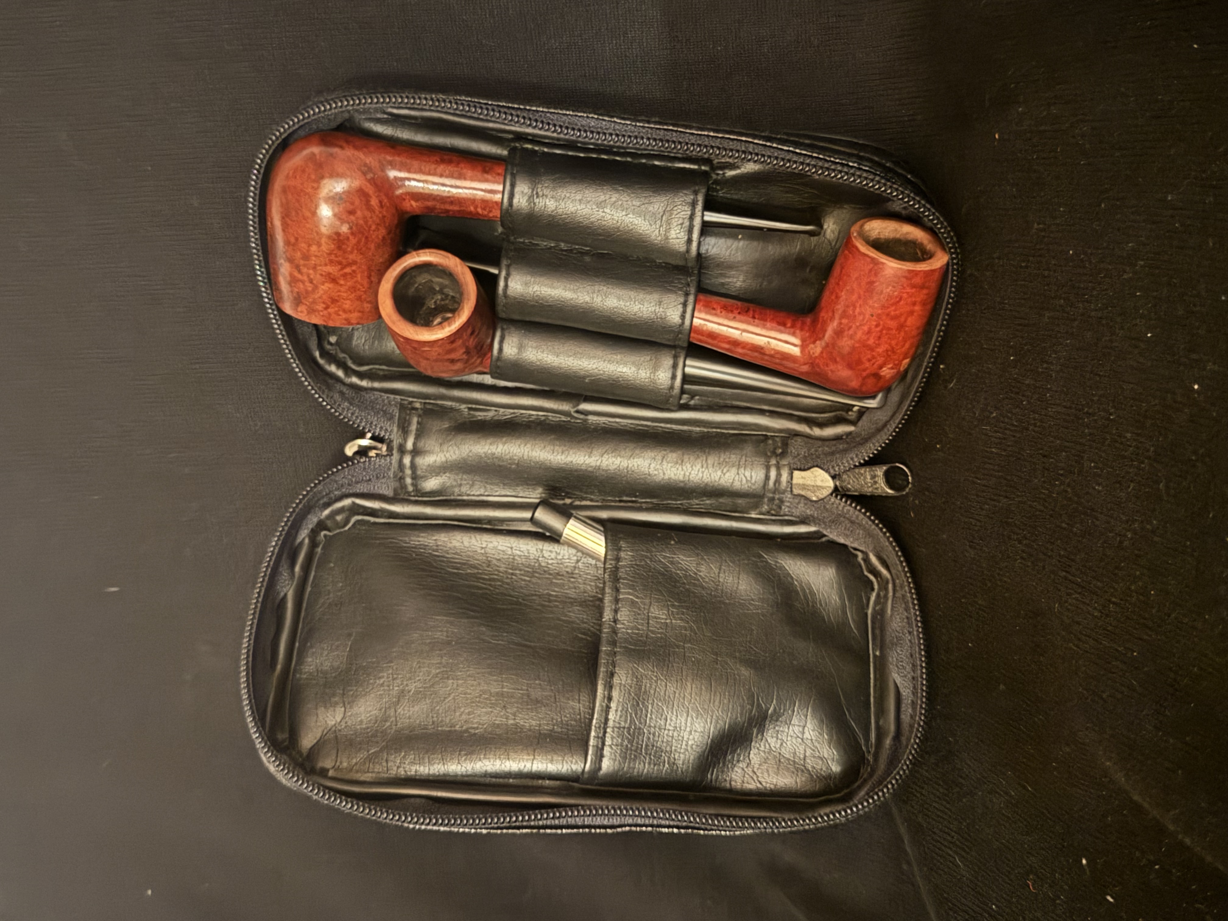 Leather Pipe Bag for 3 Pipes Tobacco Tin 2